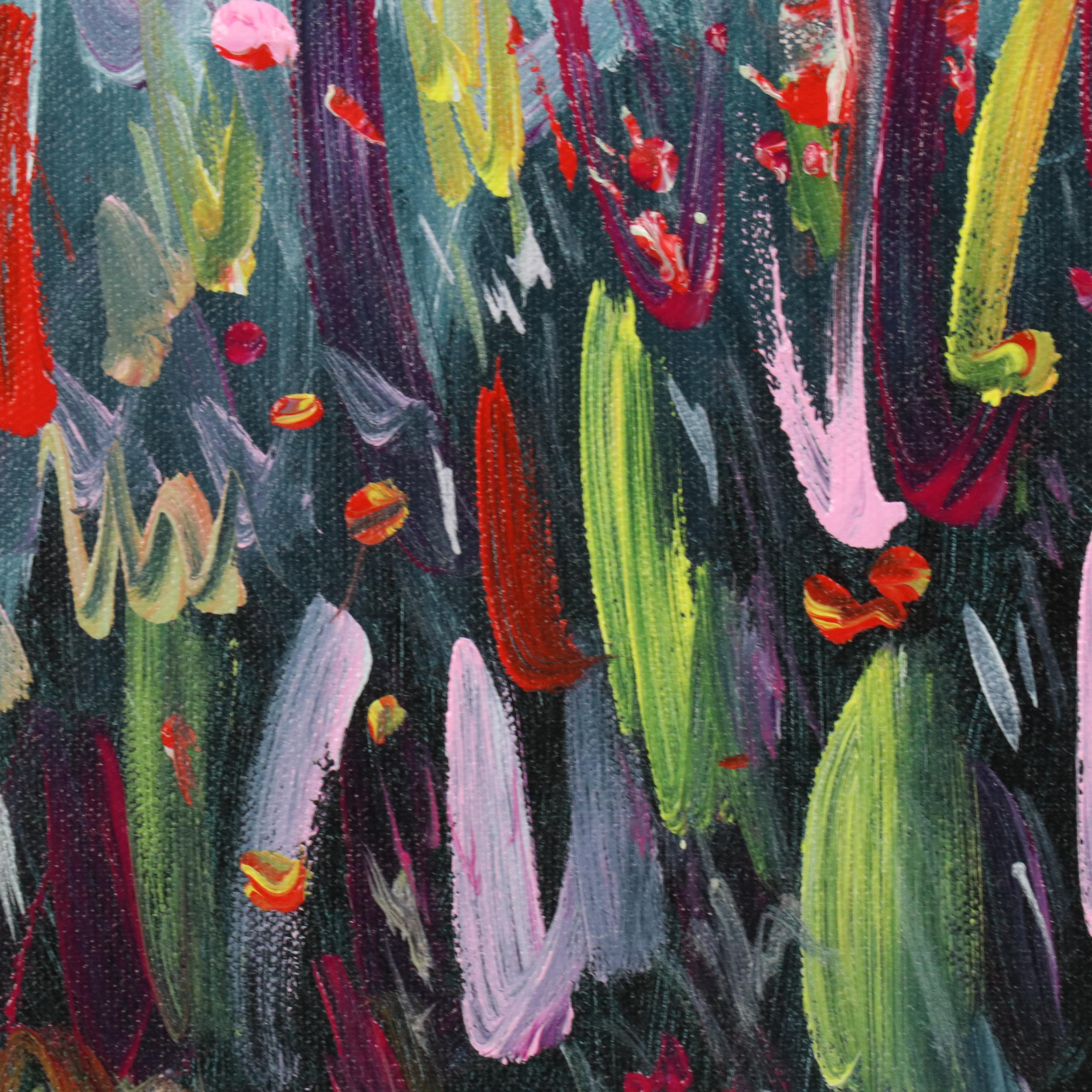 Saul Gefen Stylized Floral Acrylic Painting, 2025