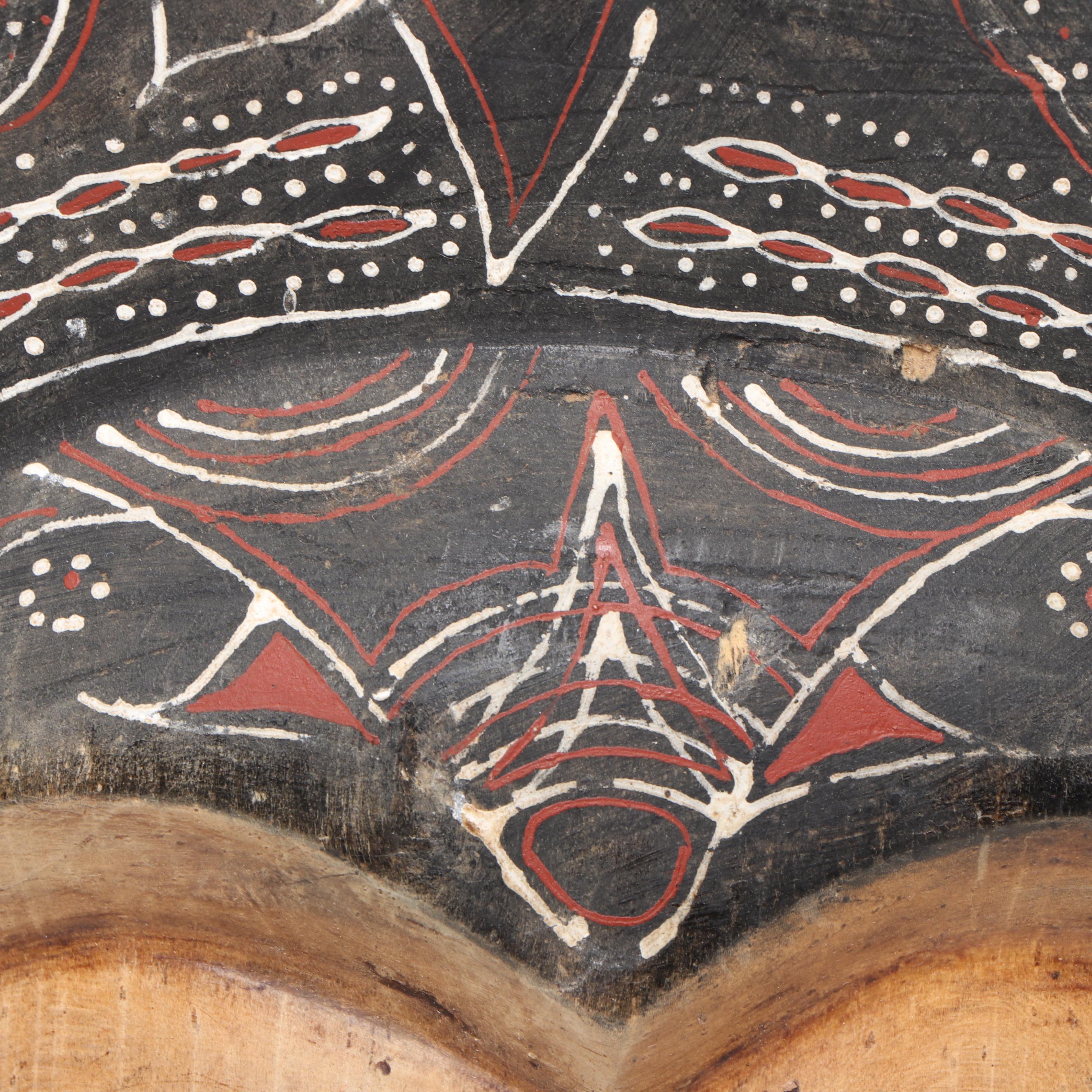 Ghanaian Painted Carved Wood Mask with Reclaimed Wood Vases