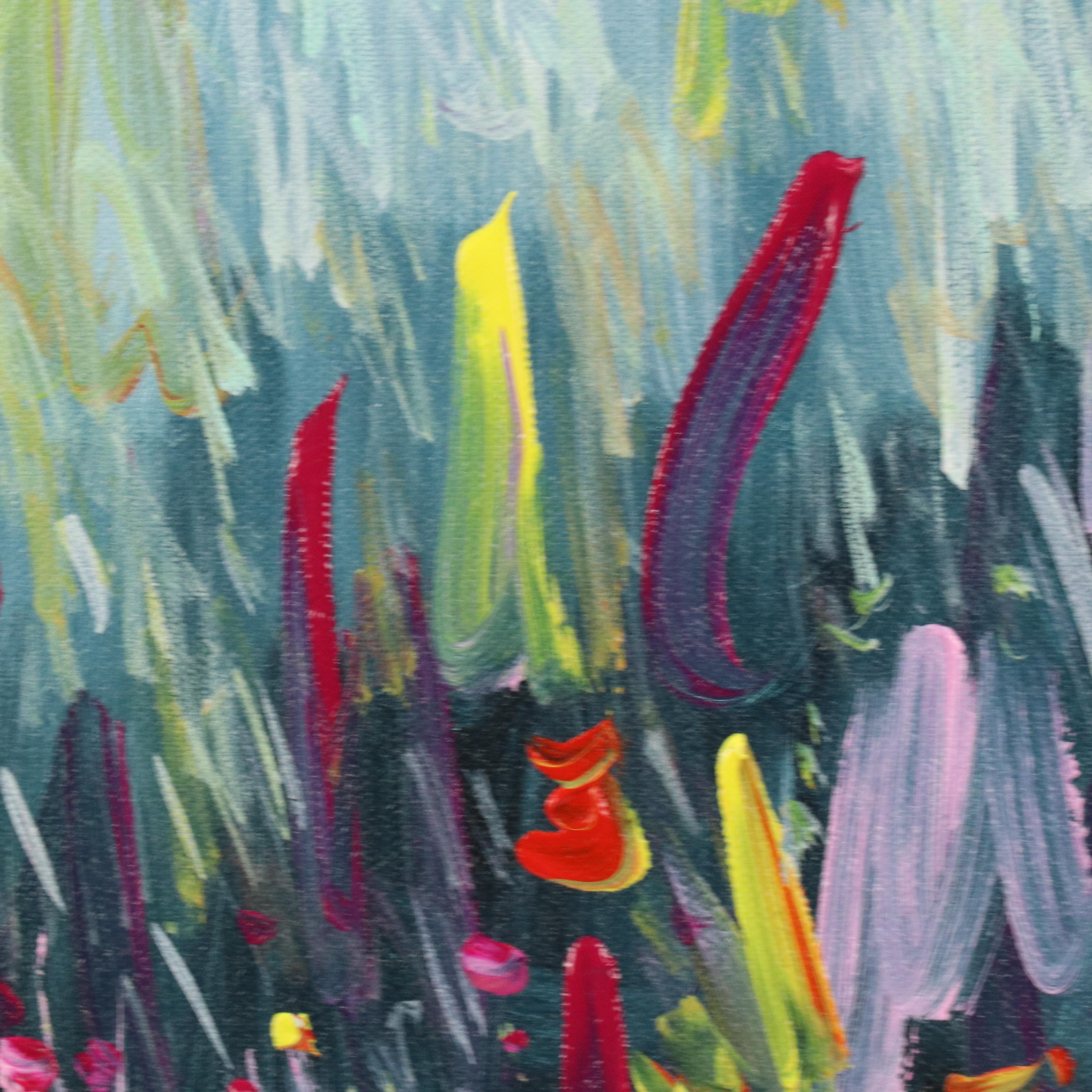 Saul Gefen Stylized Floral Acrylic Painting, 2025