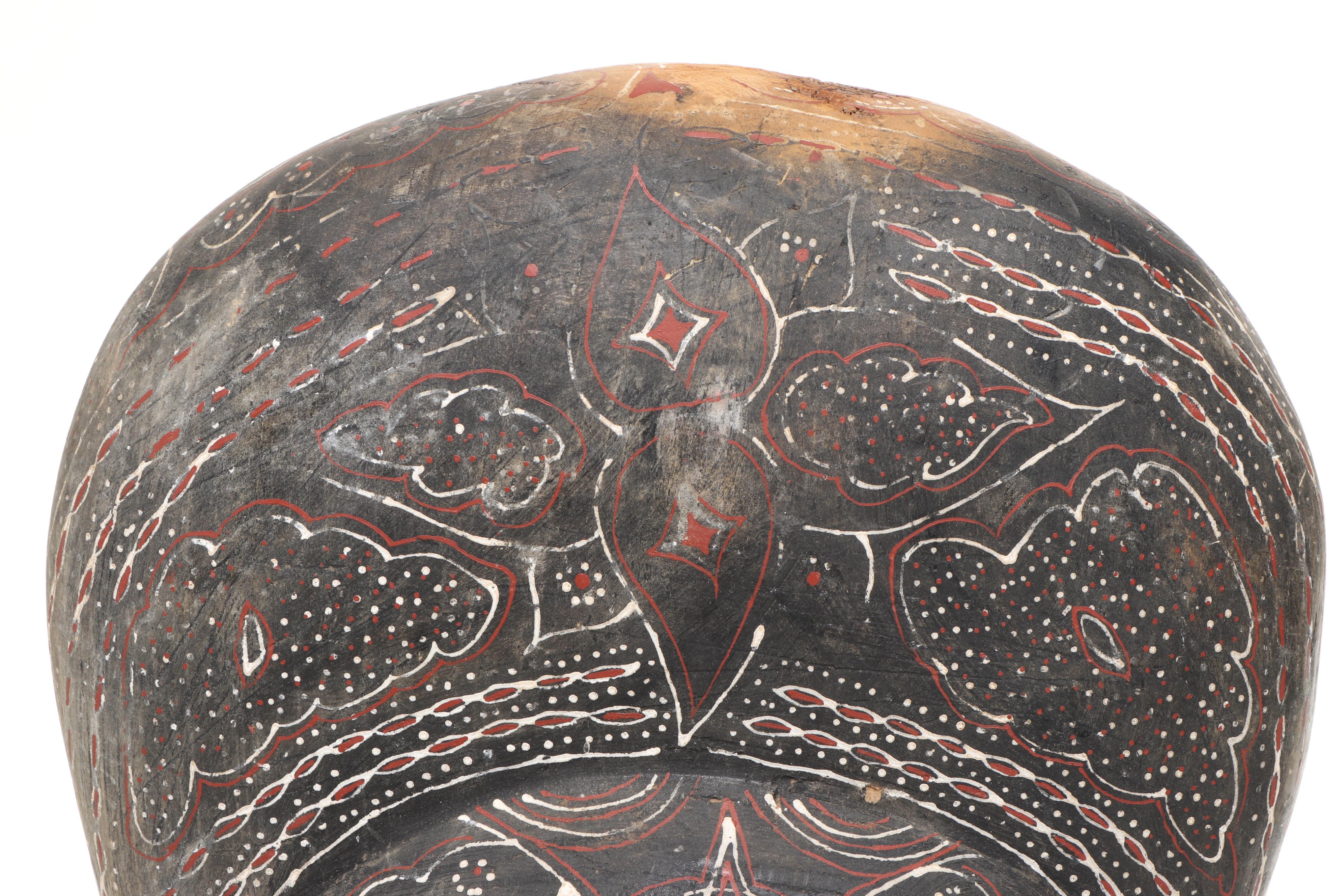 Ghanaian Painted Carved Wood Mask with Reclaimed Wood Vases