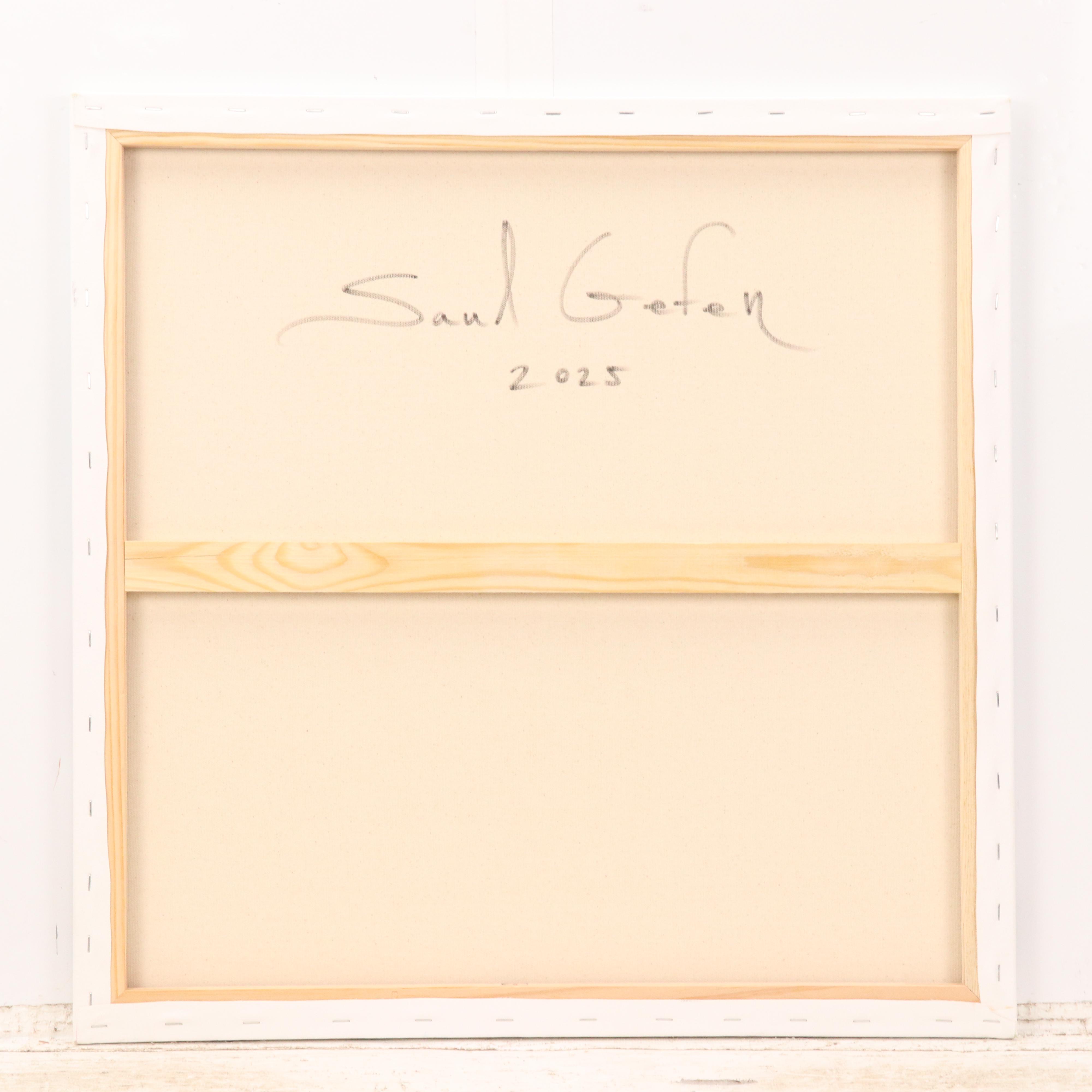 Saul Gefen Stylized Floral Acrylic Painting, 2025