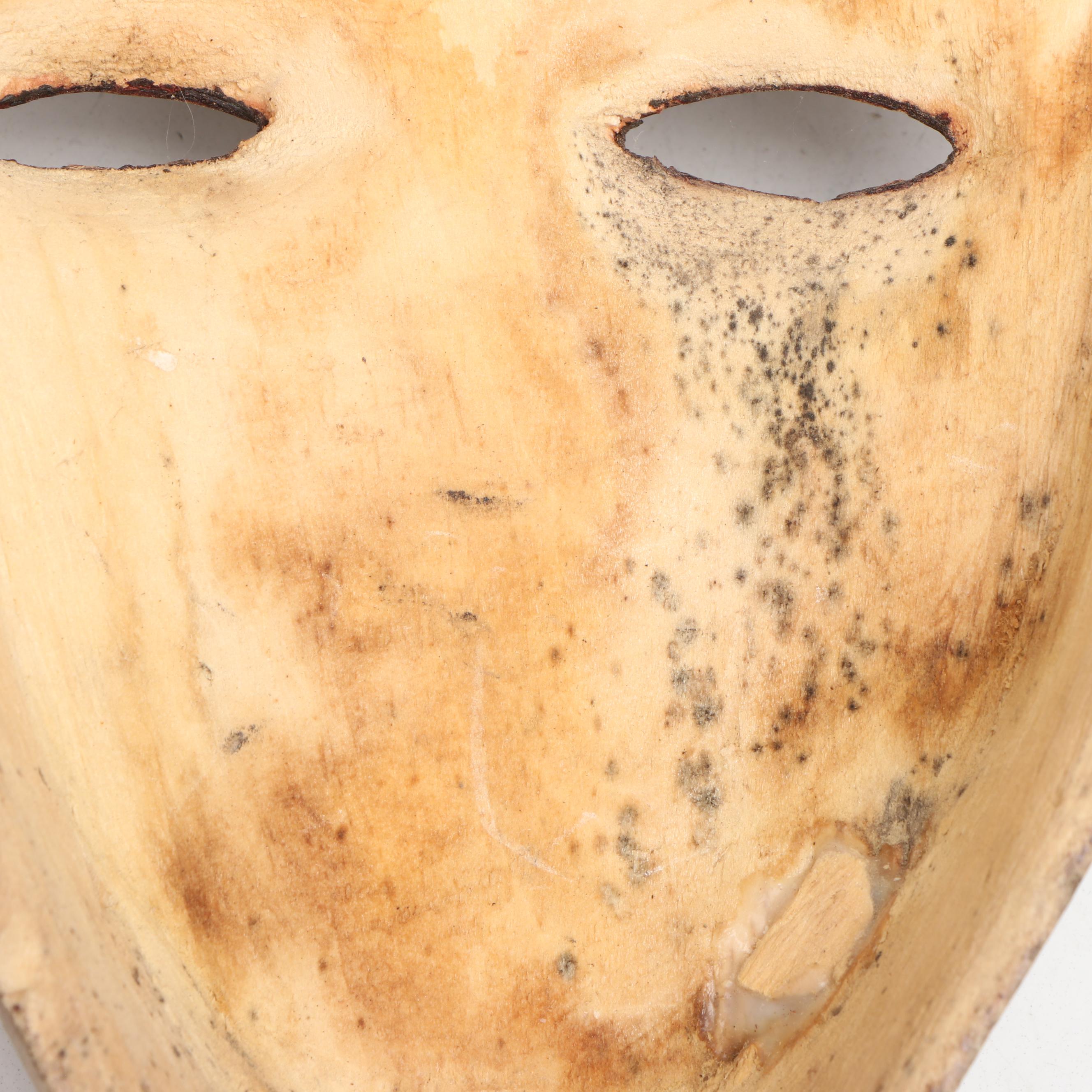 Ghanaian Painted Carved Wood Mask with Reclaimed Wood Vases