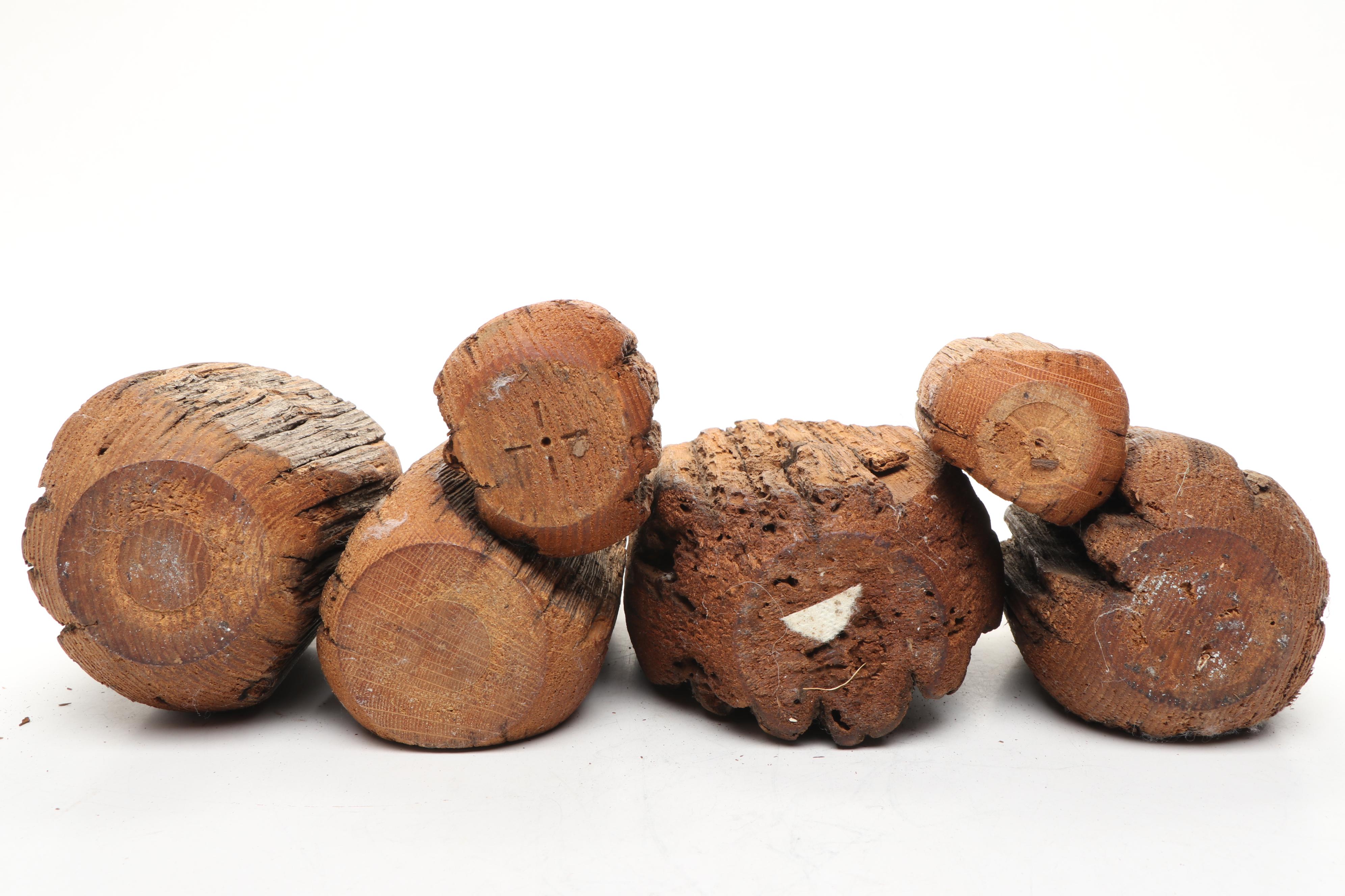 Ghanaian Painted Carved Wood Mask with Reclaimed Wood Vases