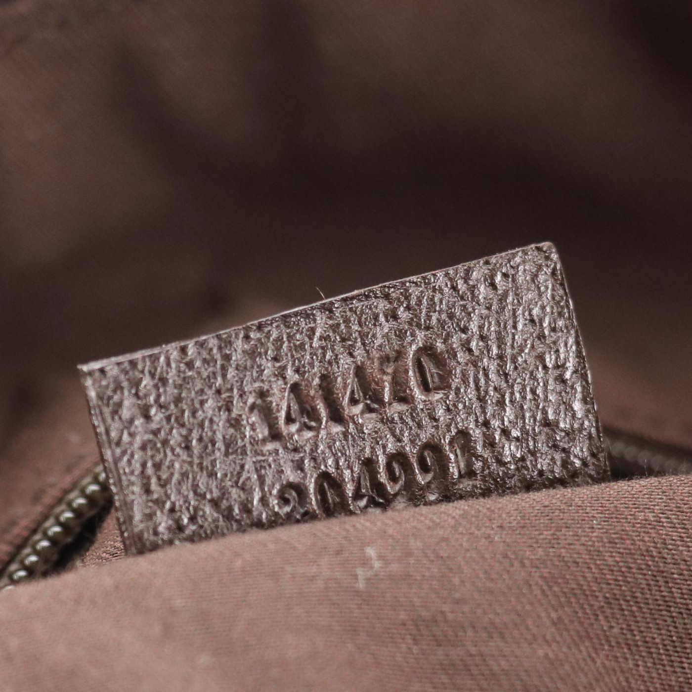 Gucci Medium Abbey D-Ring Shoulder Bag in GG Canvas and Brown Leather Trim