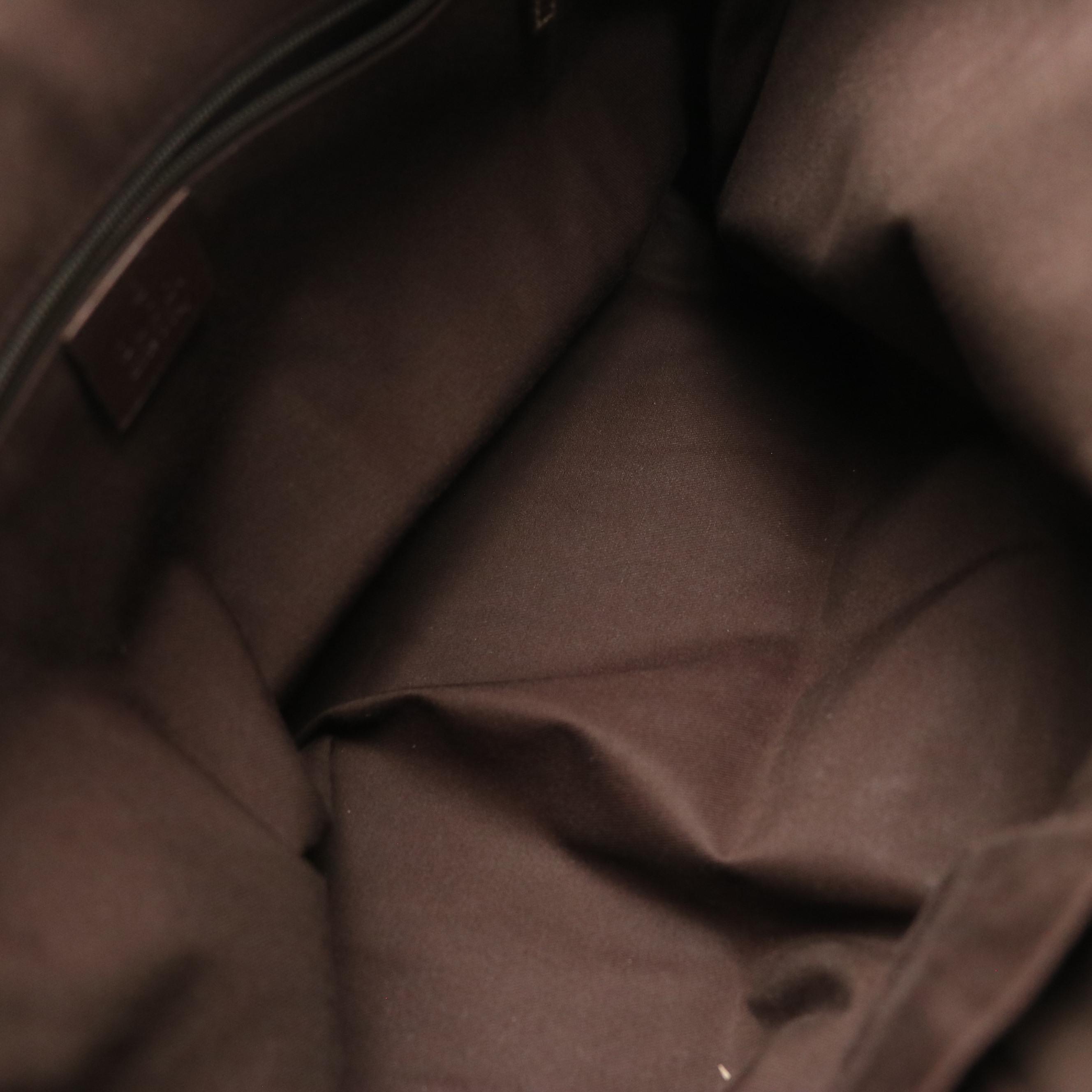 Gucci Medium Abbey D-Ring Shoulder Bag in GG Canvas and Brown Leather Trim