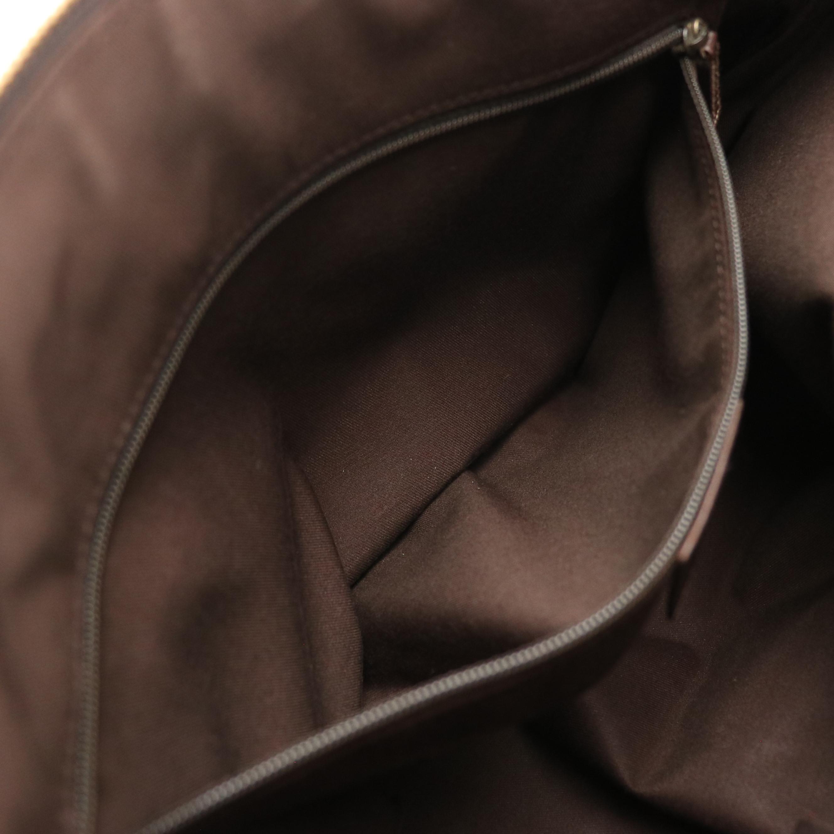 Gucci Medium Abbey D-Ring Shoulder Bag in GG Canvas and Brown Leather Trim