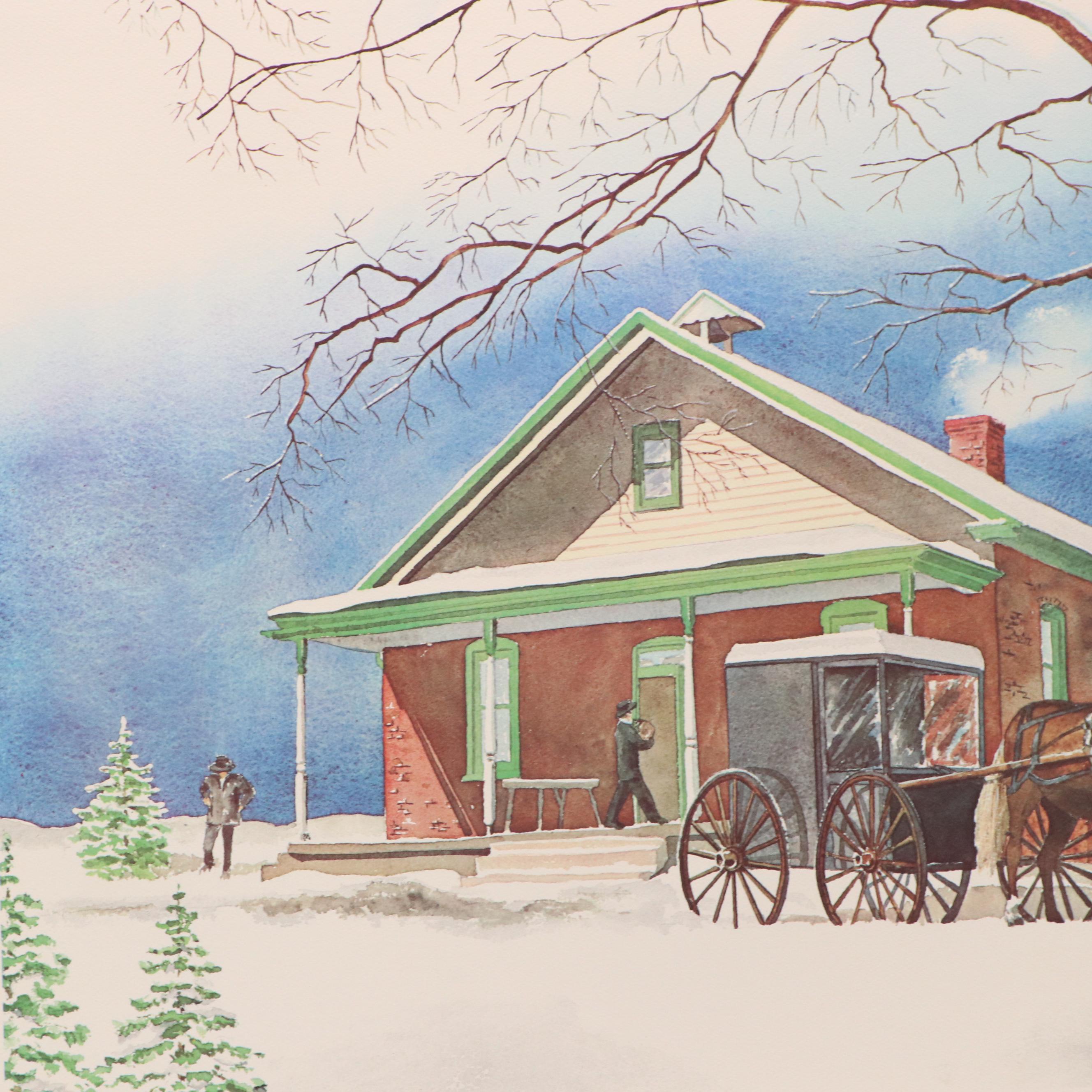 Offset Lithograph After Thomas E. Kennedy with Winter Delivery Scene, 1971