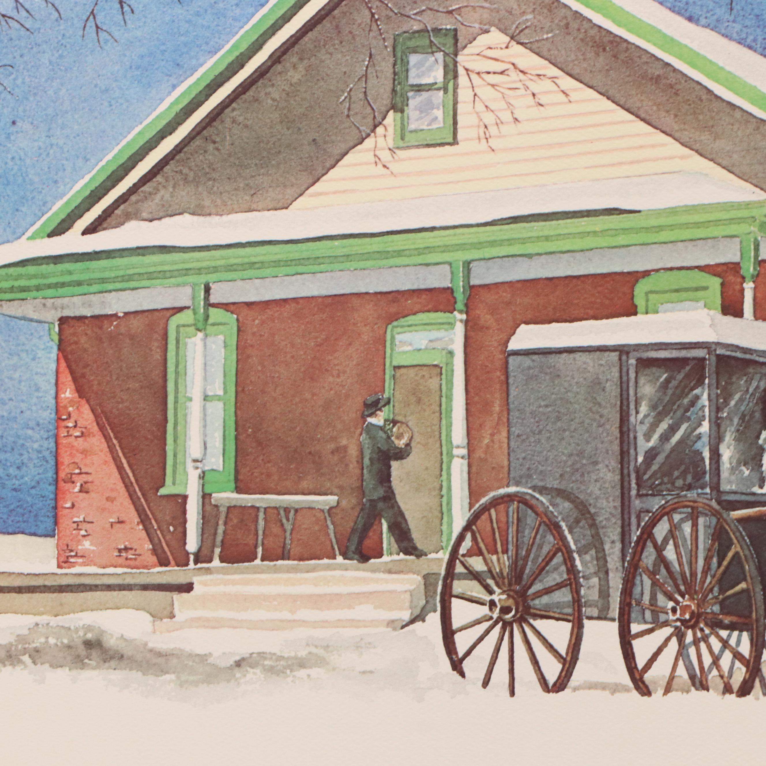 Offset Lithograph After Thomas E. Kennedy with Winter Delivery Scene, 1971