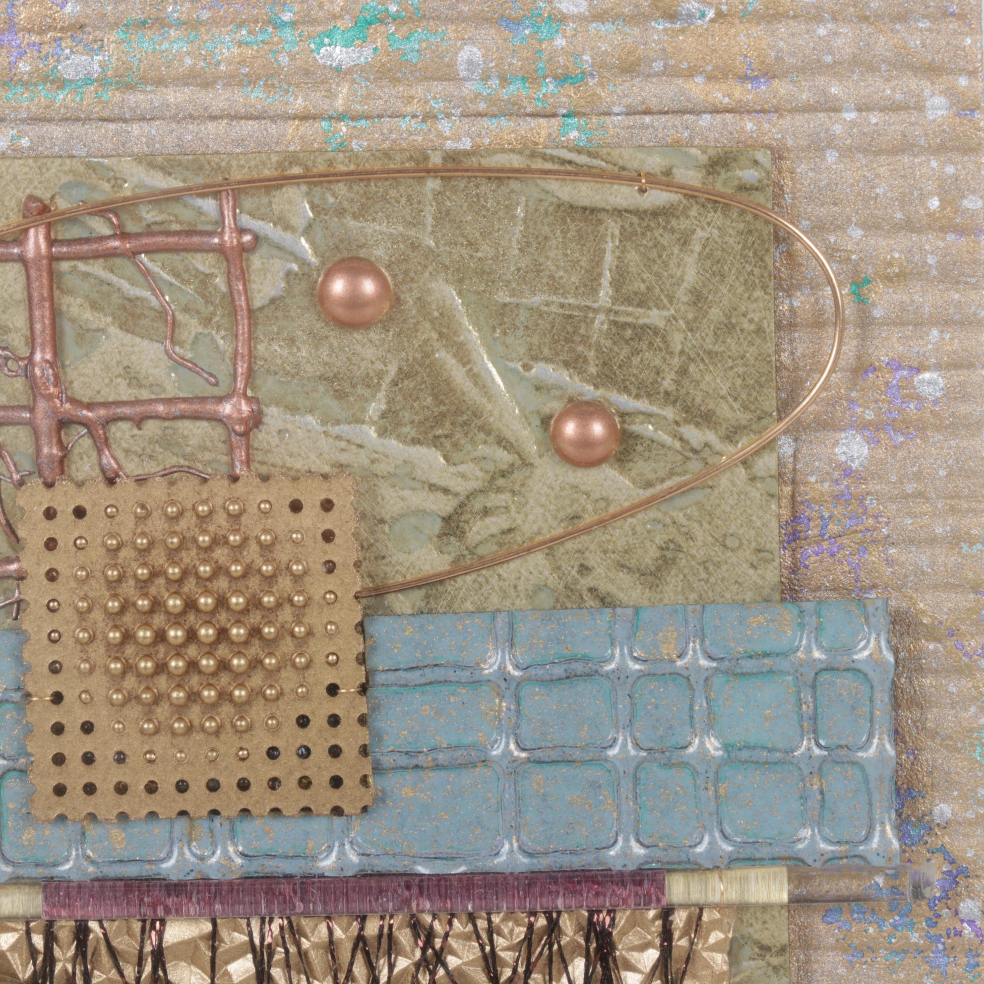 Coomba Gold and Neon Colored Metallic Mixed Media Collage, 21st C