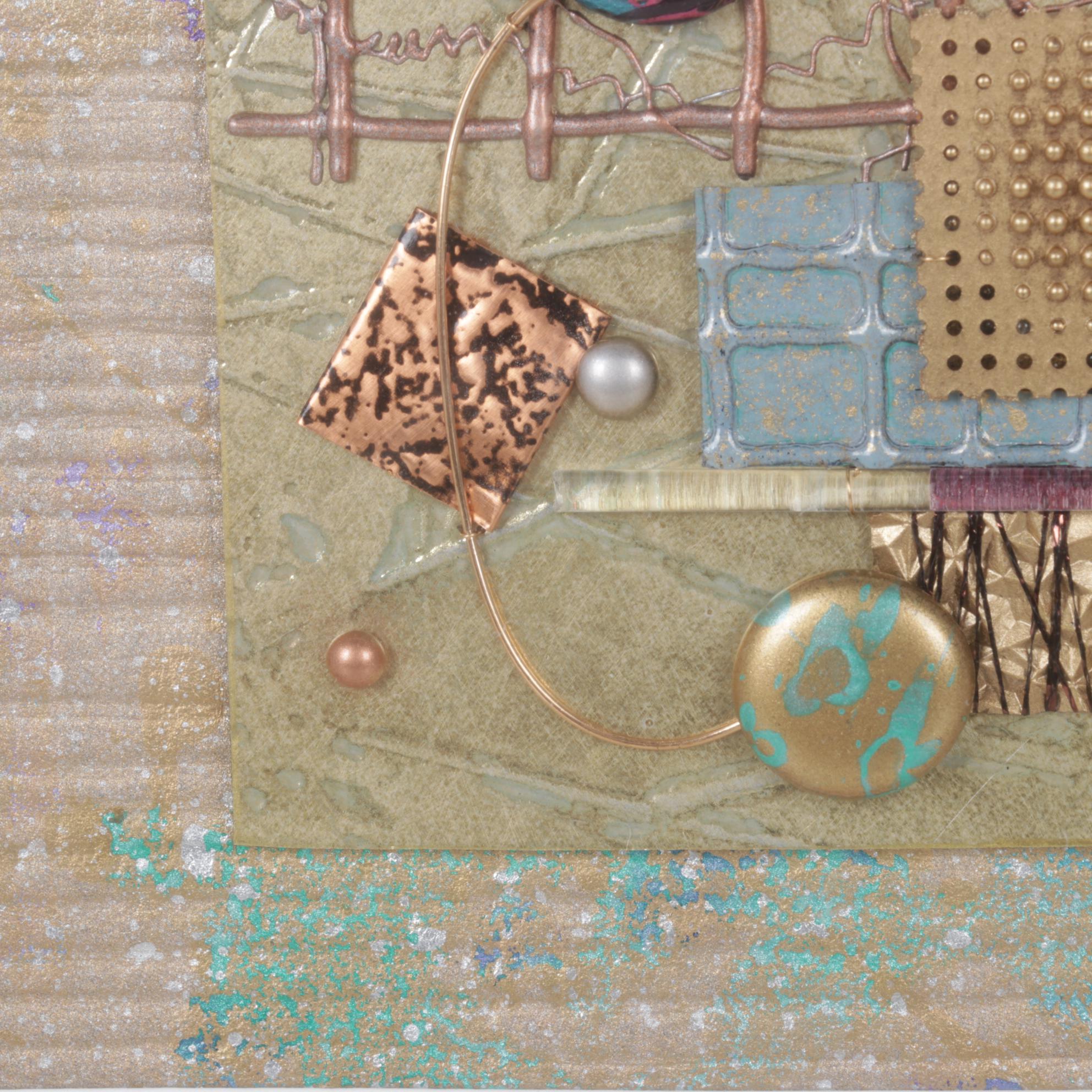 Coomba Gold and Neon Colored Metallic Mixed Media Collage, 21st C