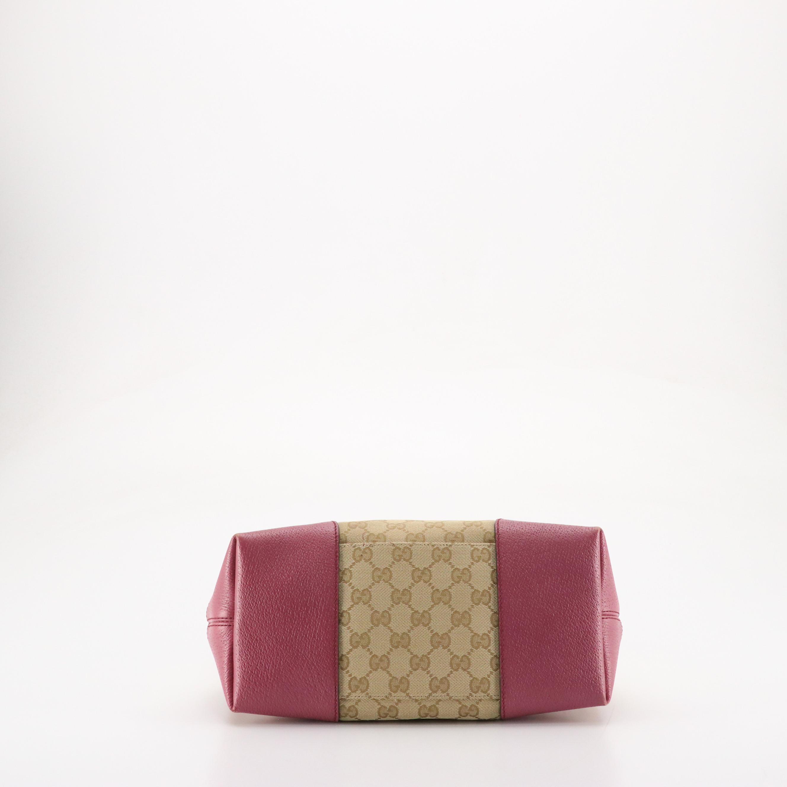 Gucci Bree Two-Way Bag in GG Canvas and Mauve Blush Cinghiale Leather