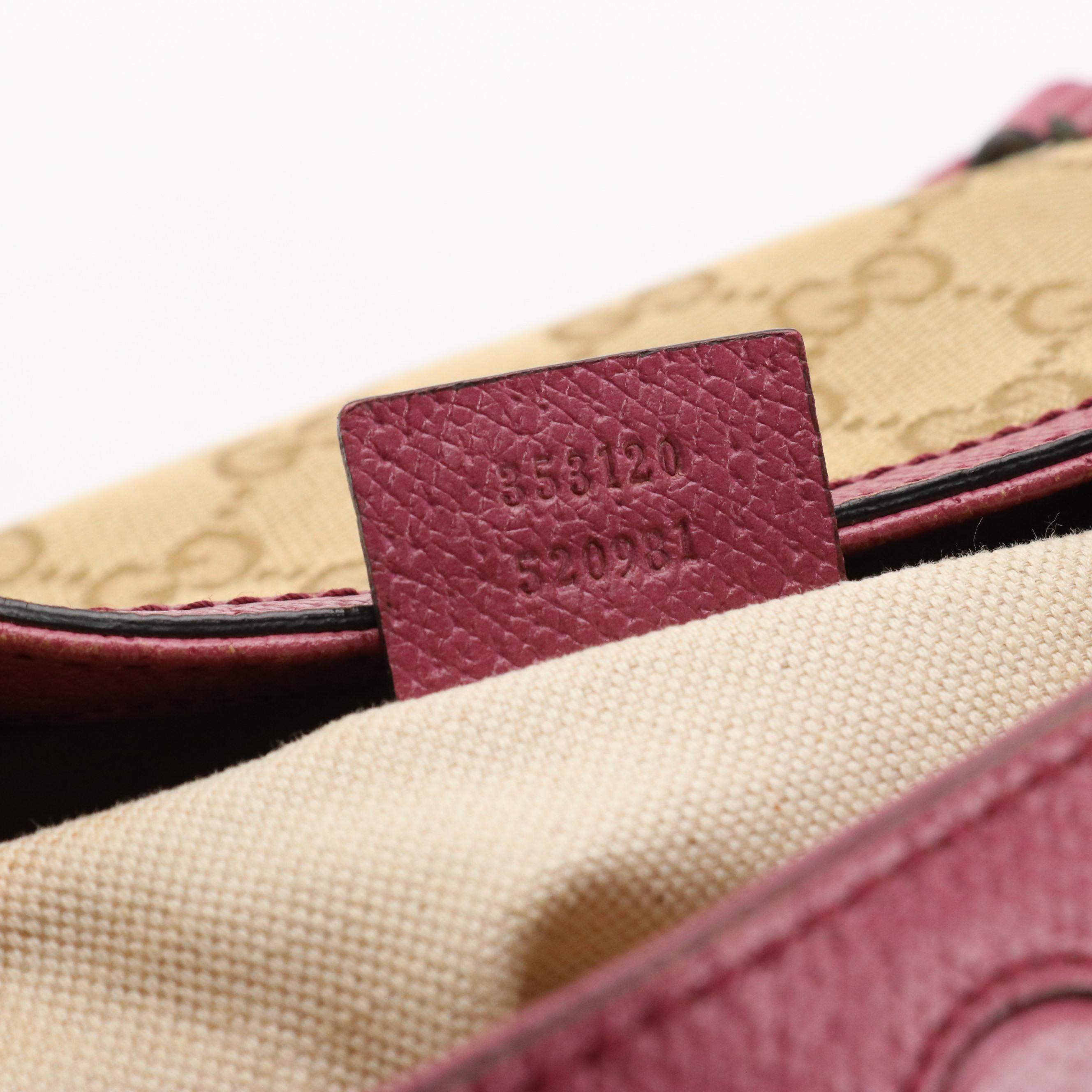 Gucci Bree Two-Way Bag in GG Canvas and Mauve Blush Cinghiale Leather