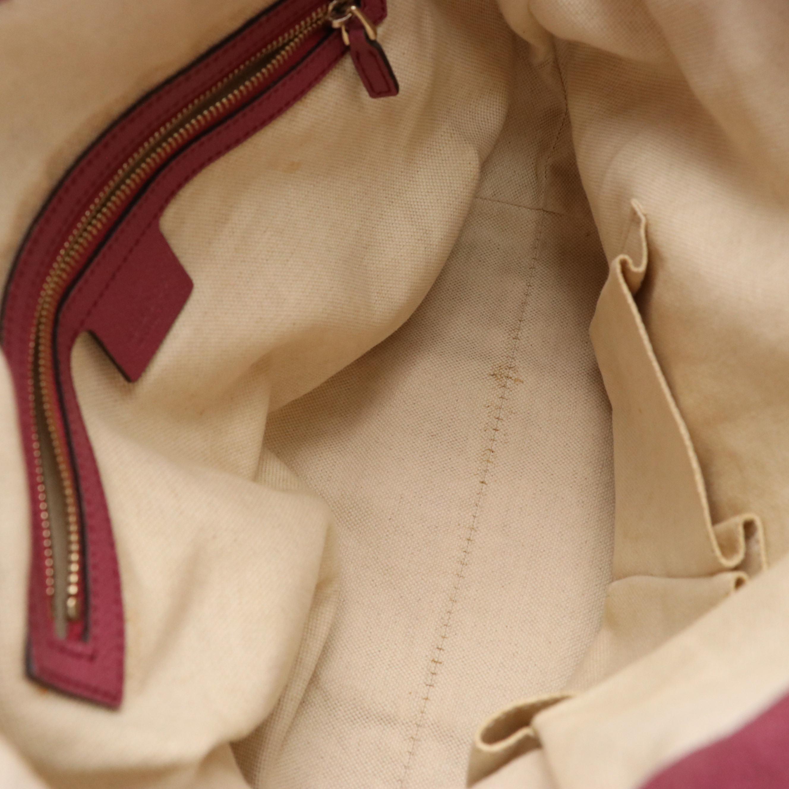 Gucci Bree Two-Way Bag in GG Canvas and Mauve Blush Cinghiale Leather