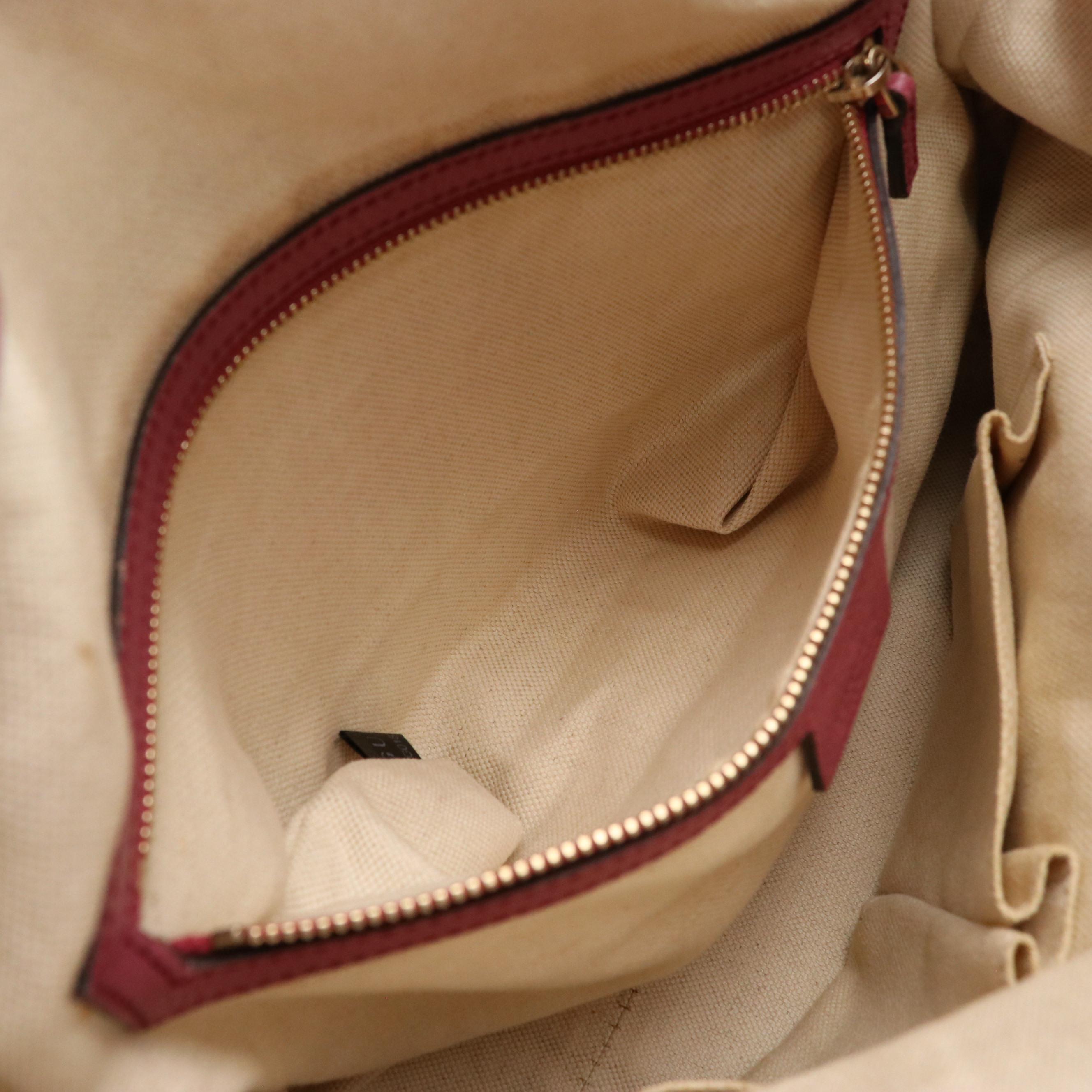 Gucci Bree Two-Way Bag in GG Canvas and Mauve Blush Cinghiale Leather