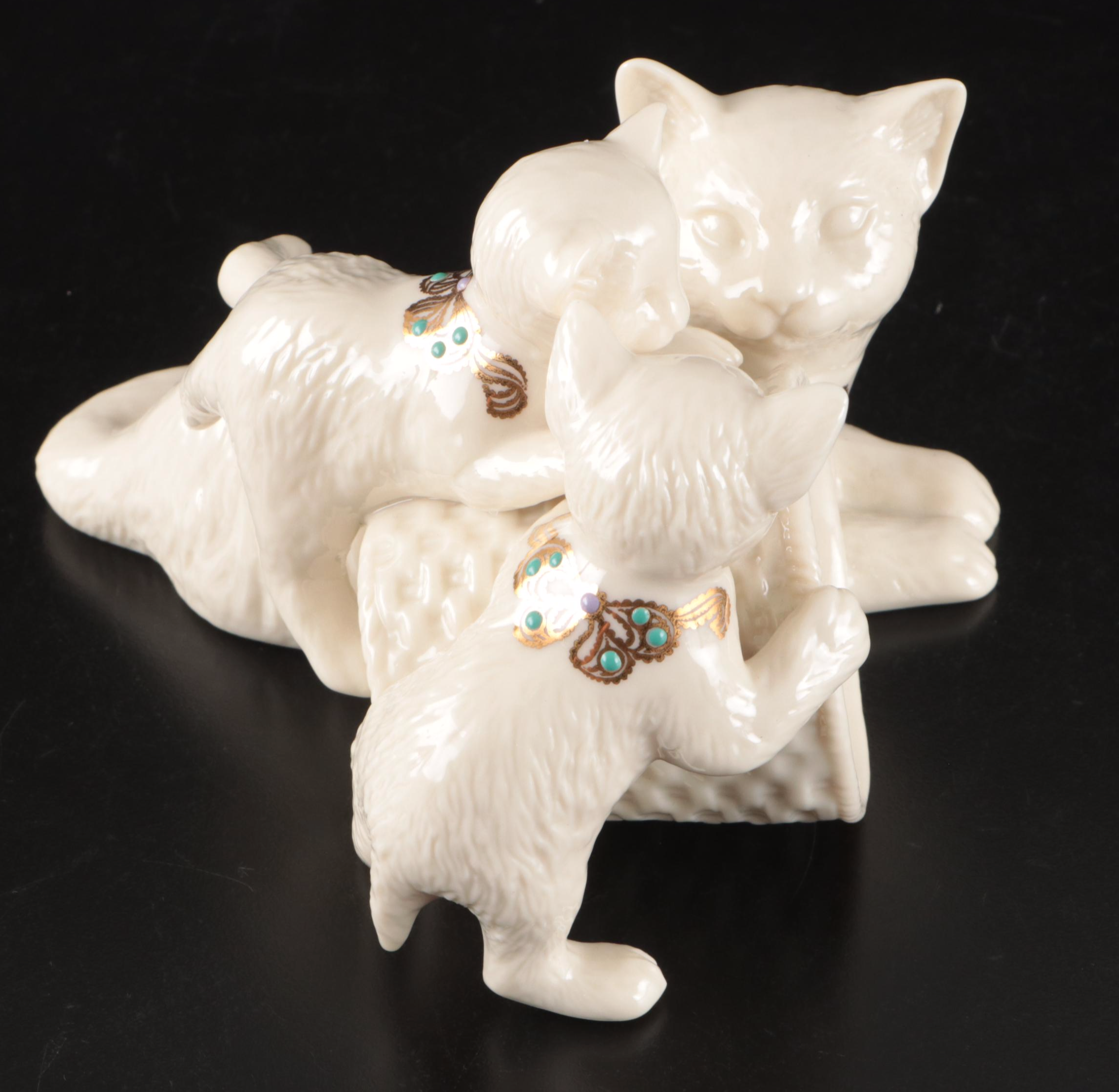 Lenox China Jewels Porcelain Cat, "Classic Ivory" Lighthouse, and More Figurines