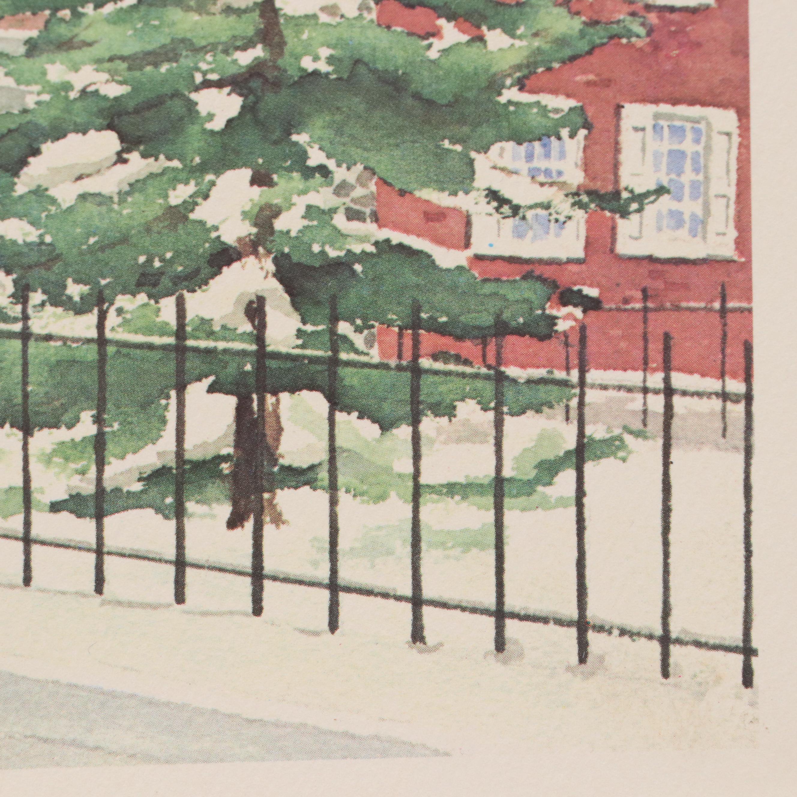 Offset Lithograph After Thomas E. Kennedy with Winter Street Scene, 1974