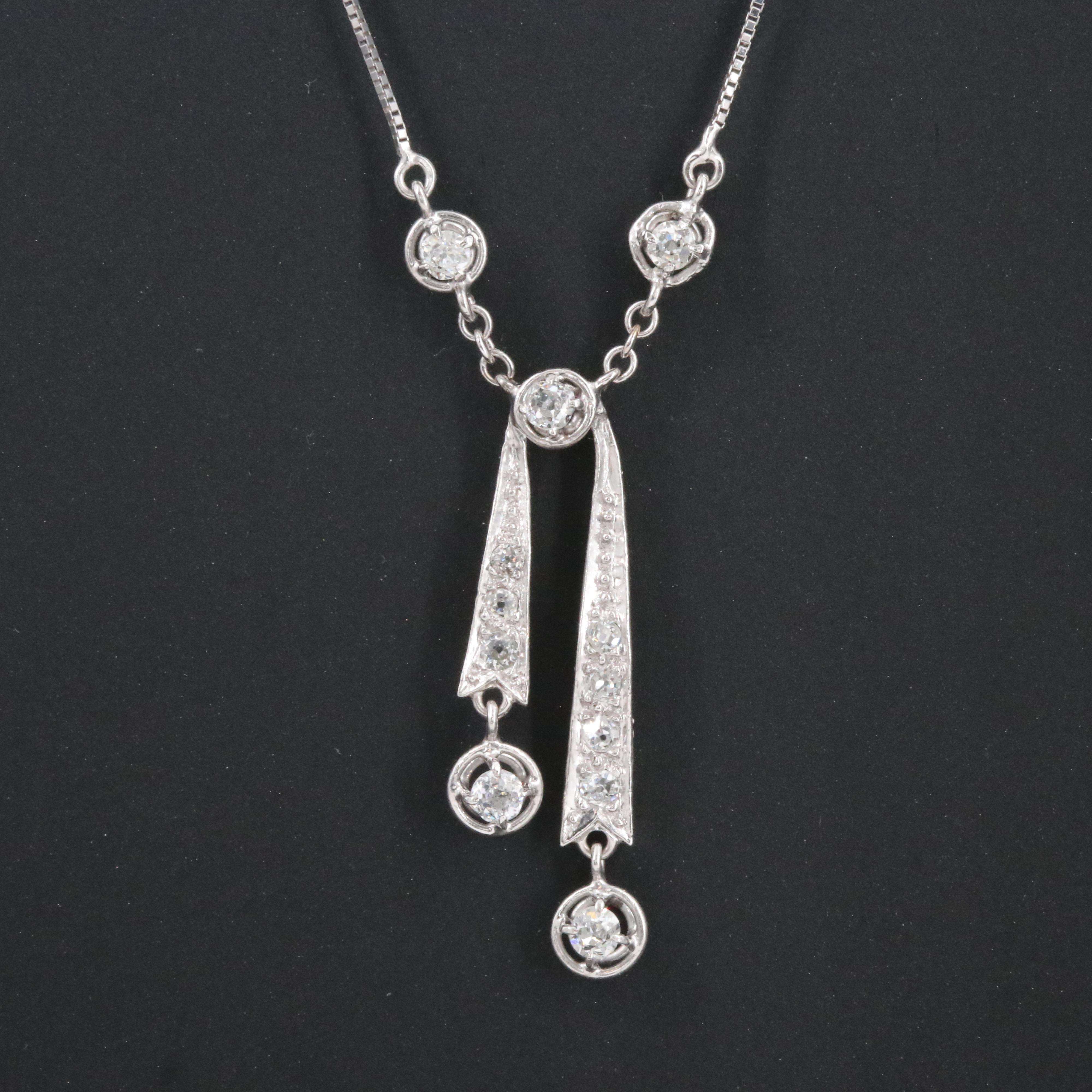 Antique Platinum and 14K 0.35 CTW Diamond Négligéé Necklace