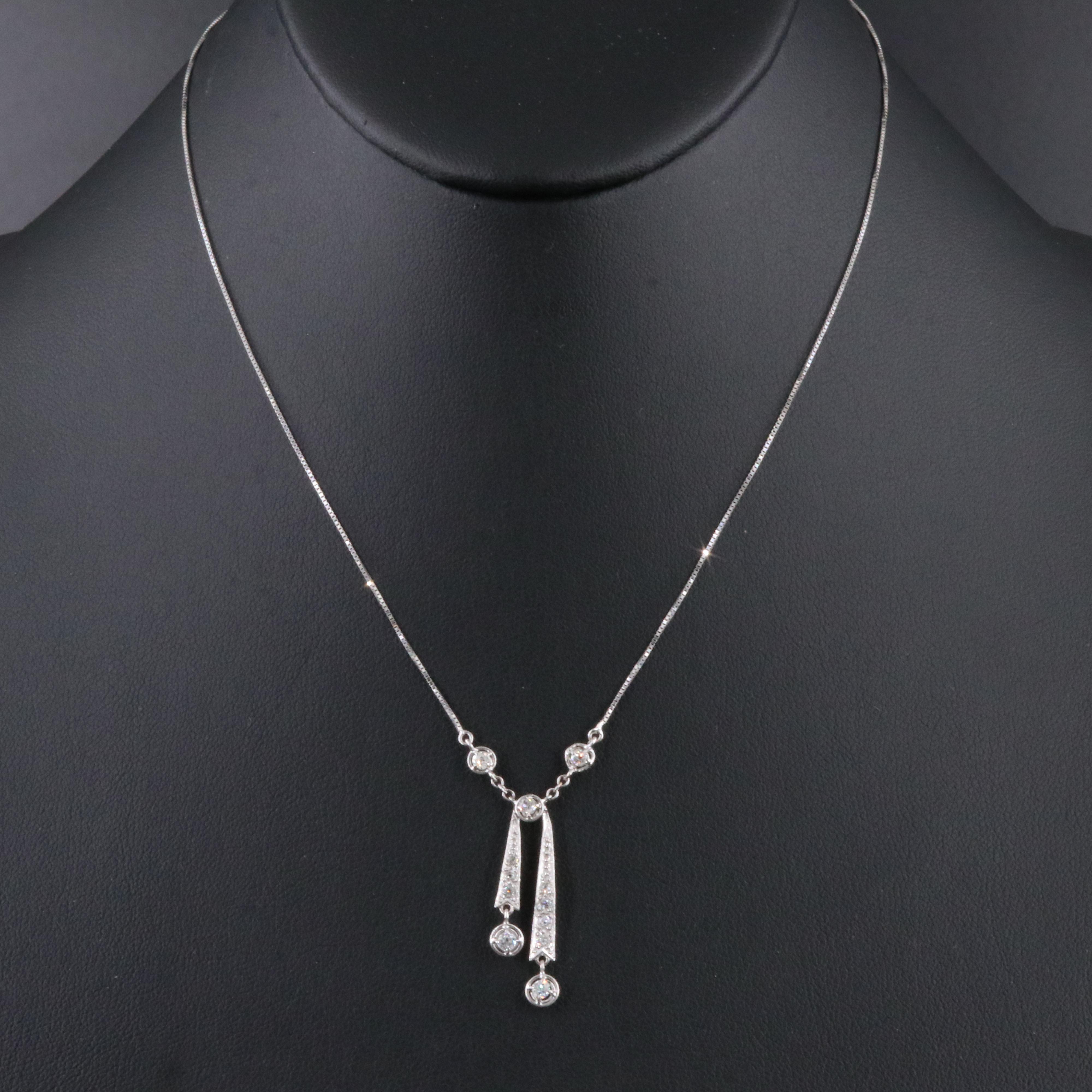Antique Platinum and 14K 0.35 CTW Diamond Négligéé Necklace