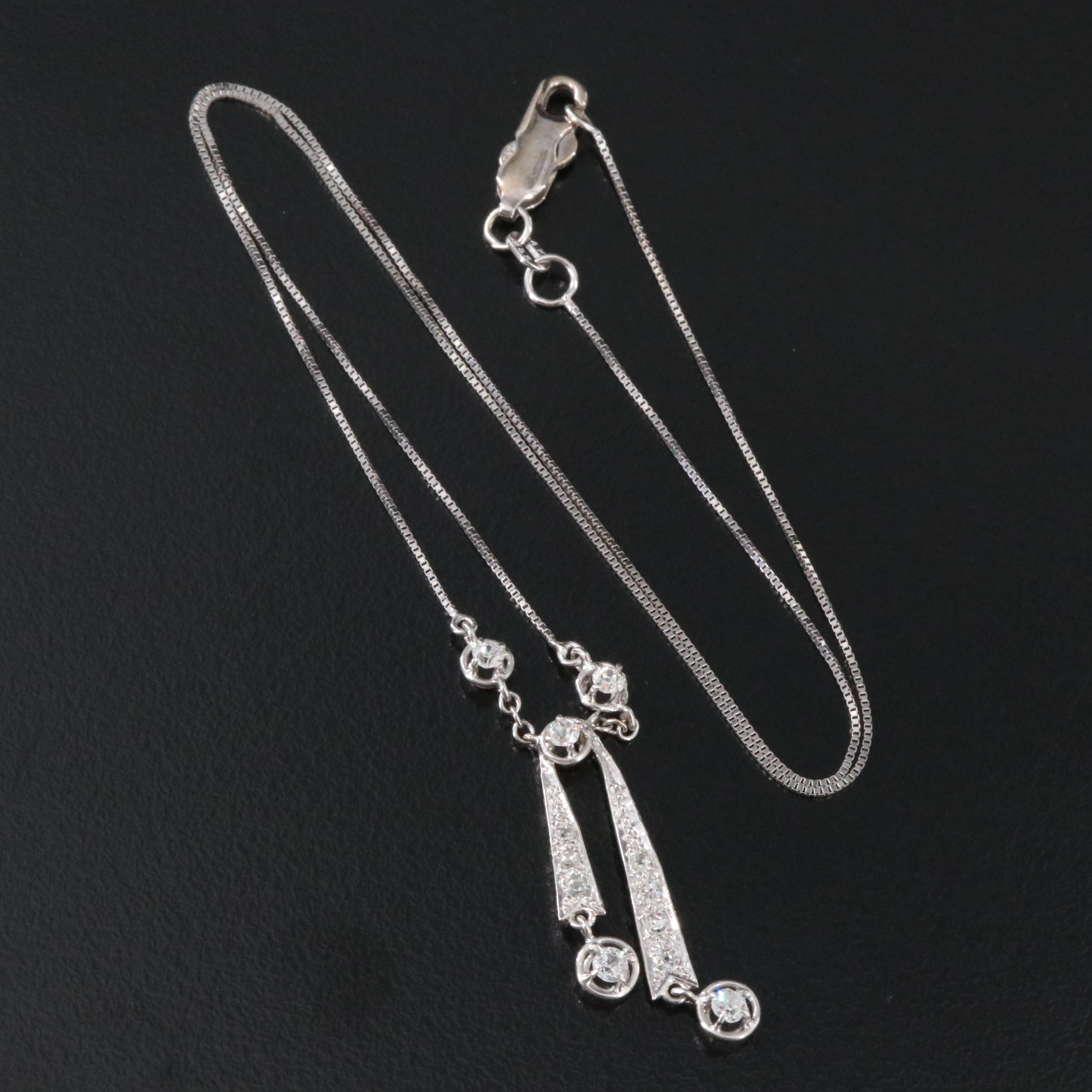 Antique Platinum and 14K 0.35 CTW Diamond Négligéé Necklace