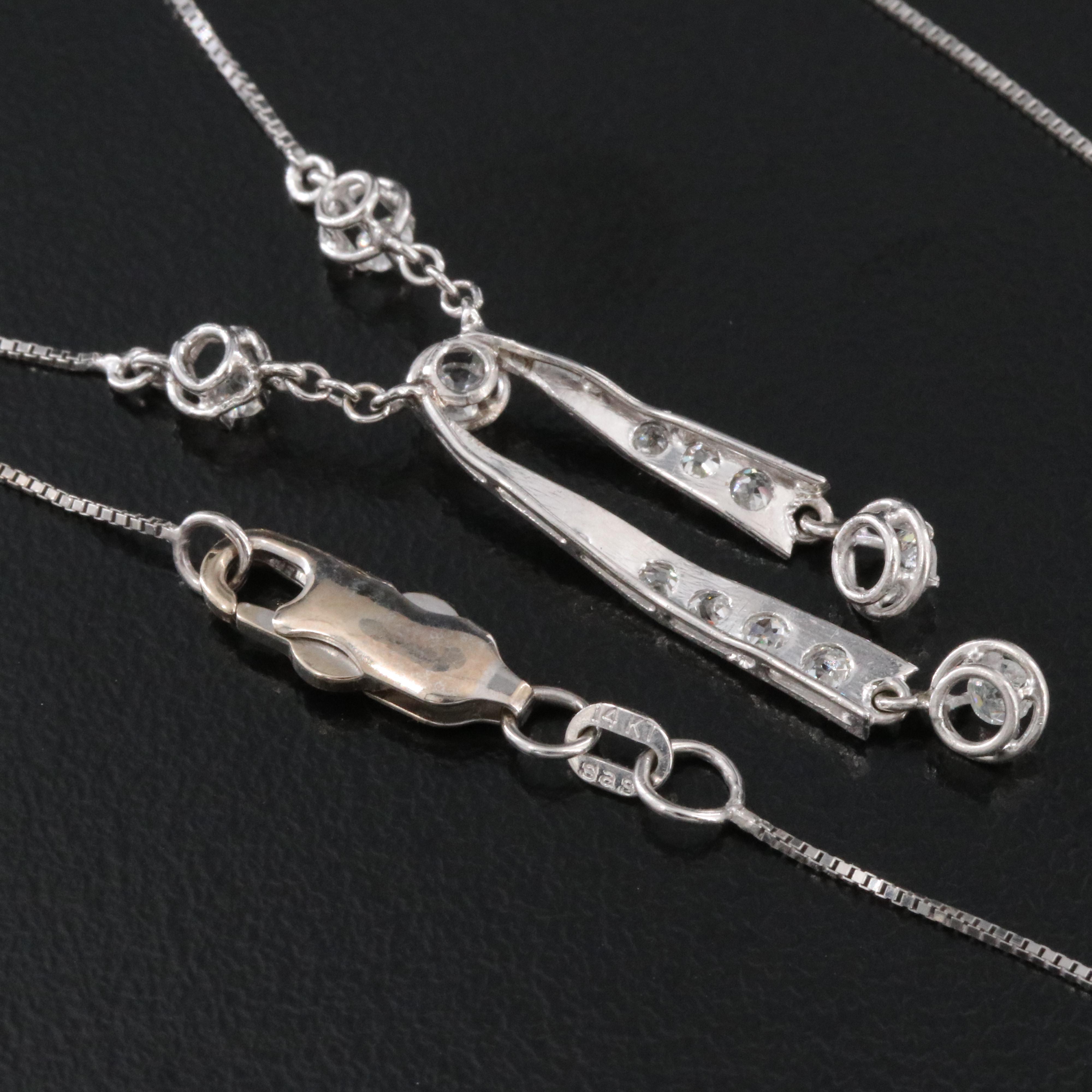 Antique Platinum and 14K 0.35 CTW Diamond Négligéé Necklace