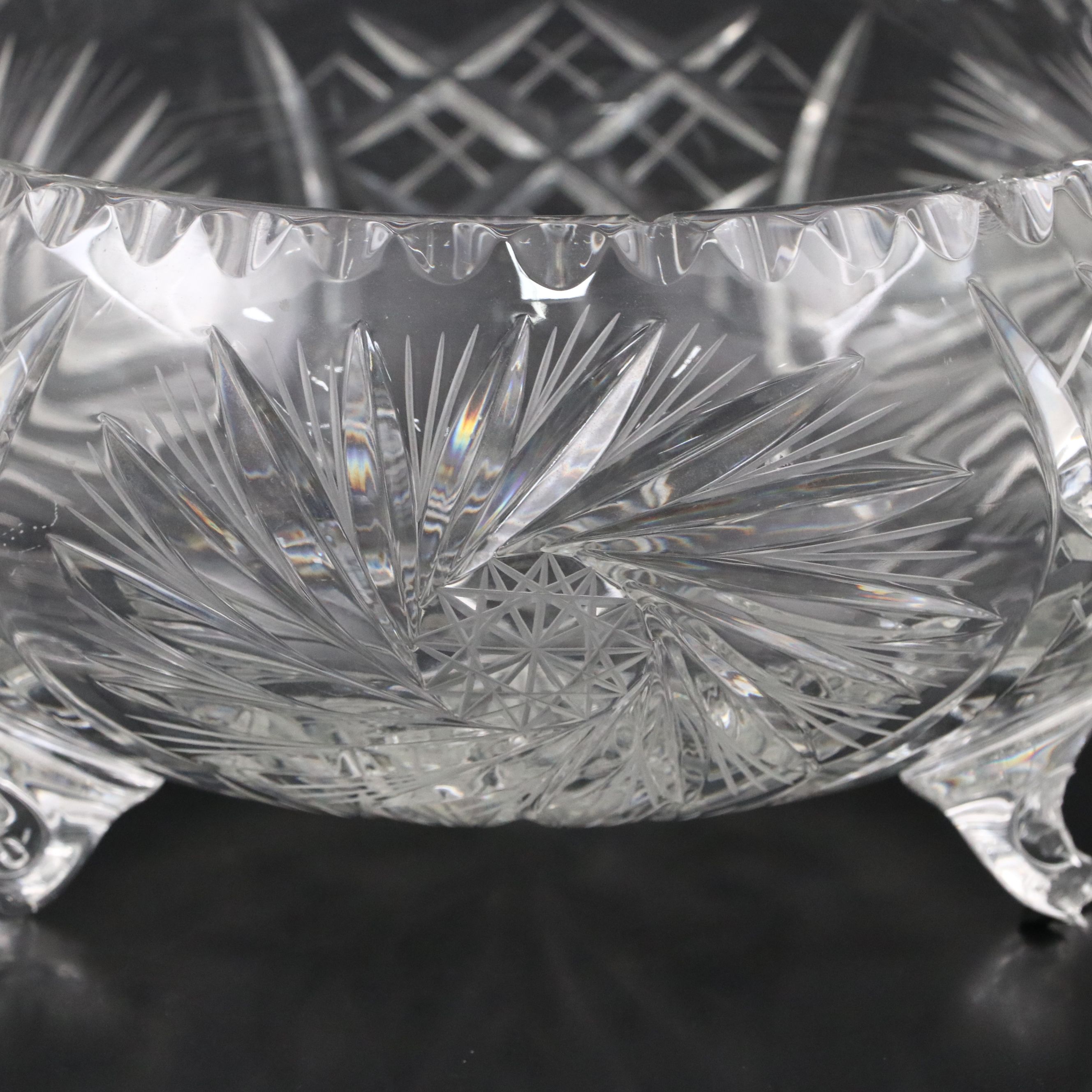 American Brilliant Cut Crystal Vase, Crystal Salt Cellars, and More Table Décor