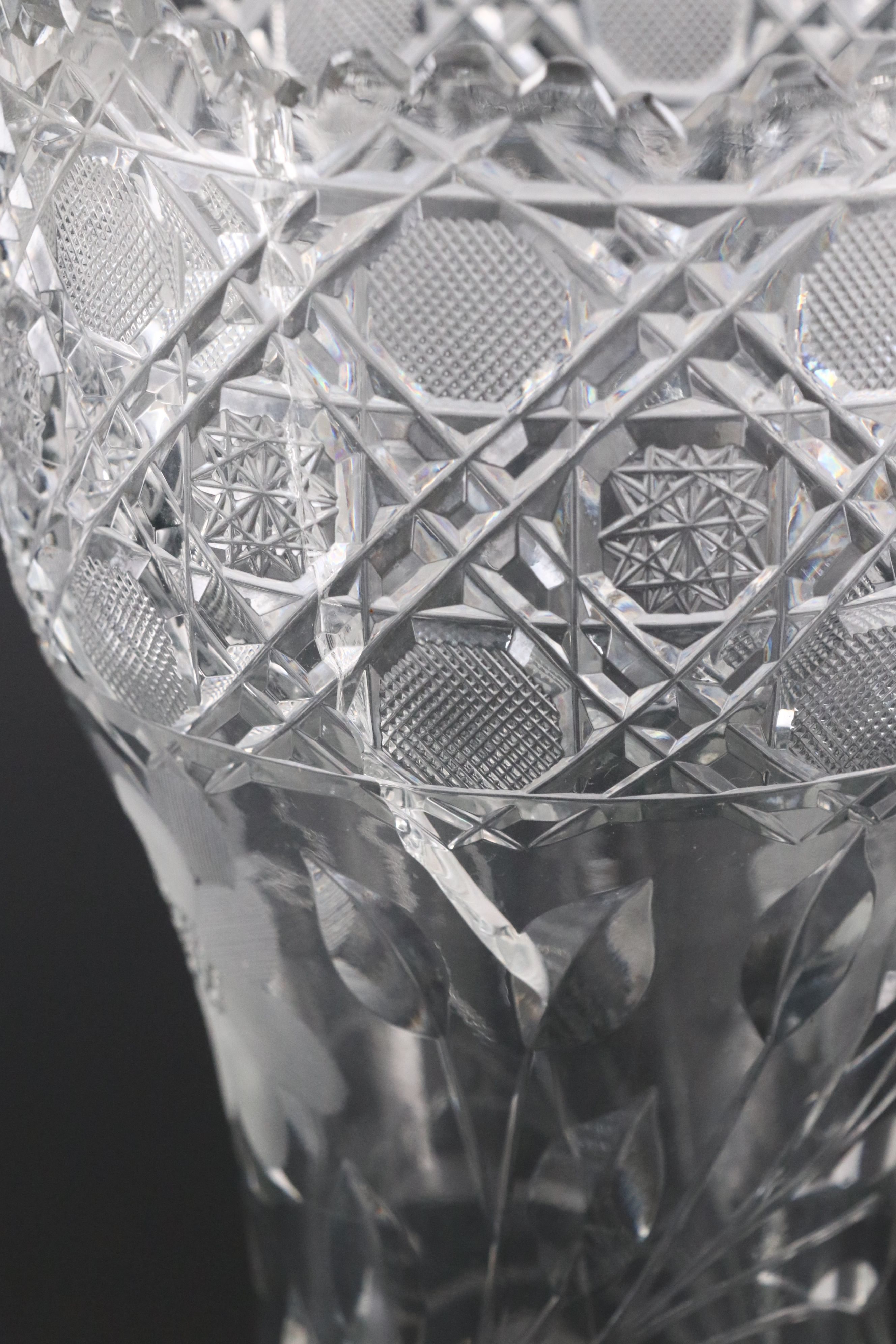 American Brilliant Cut Crystal Vase, Crystal Salt Cellars, and More Table Décor