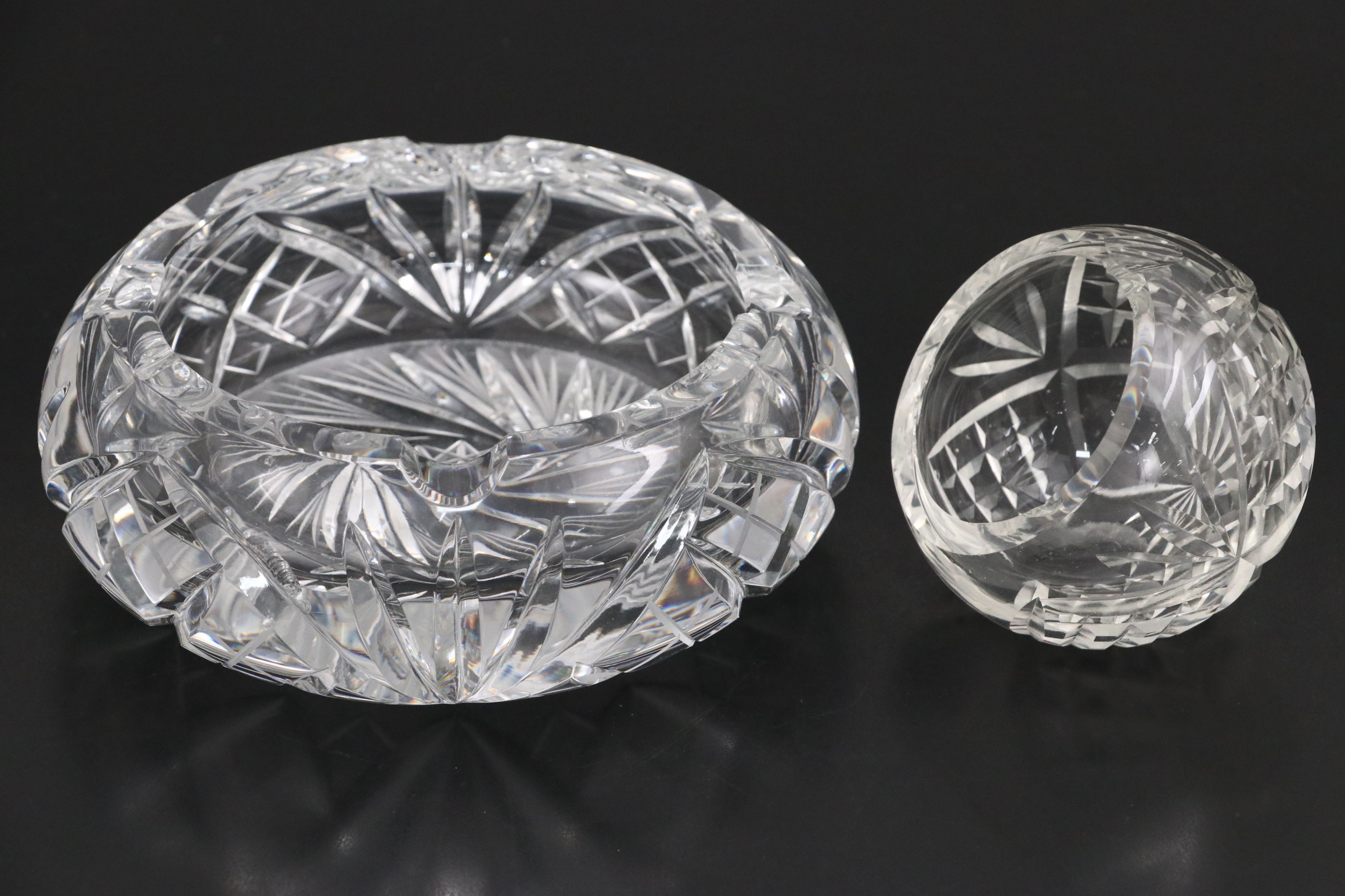 American Brilliant Cut Crystal Vase, Crystal Salt Cellars, and More Table Décor