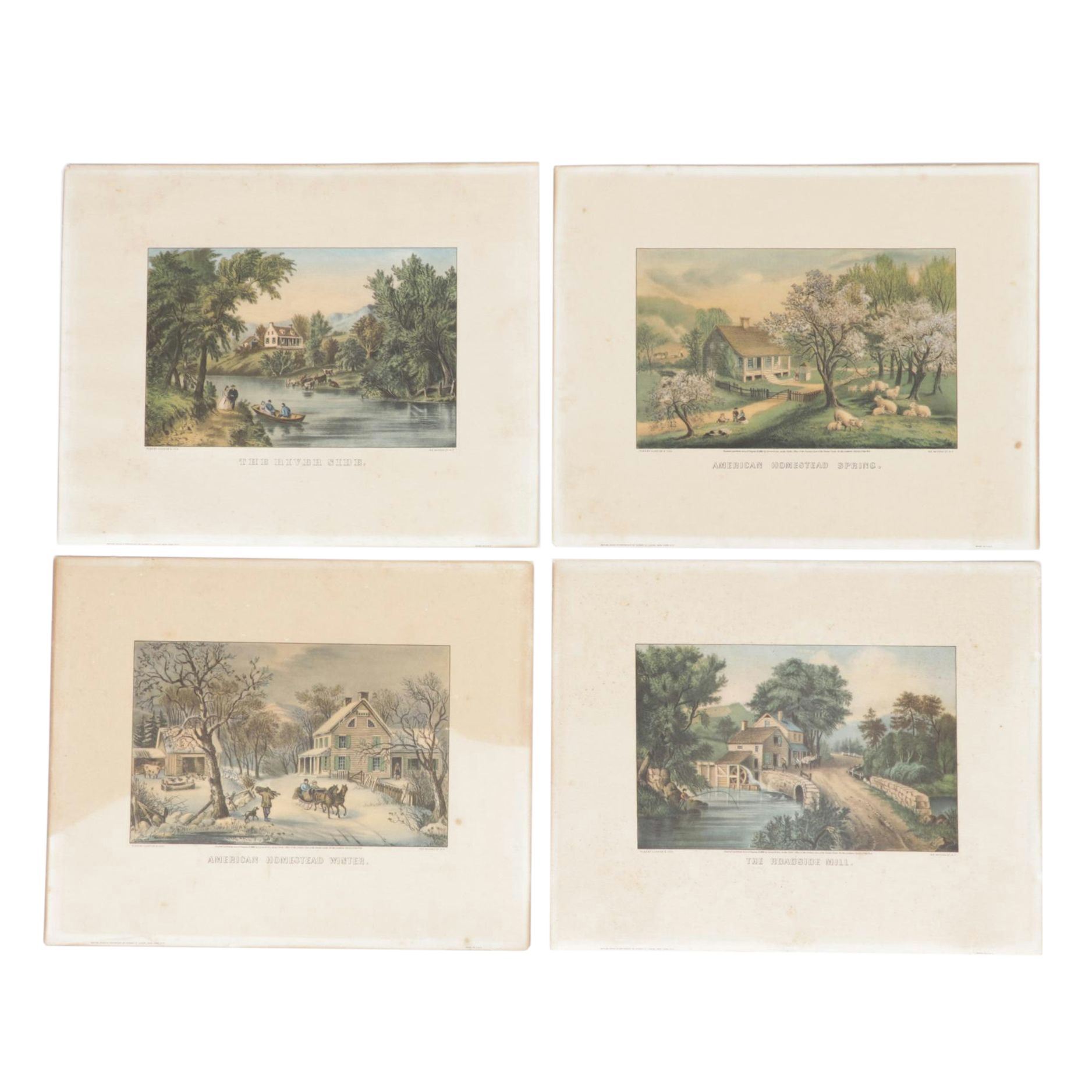 Offset Lithographs After Currier & Ives "The River Side" and More