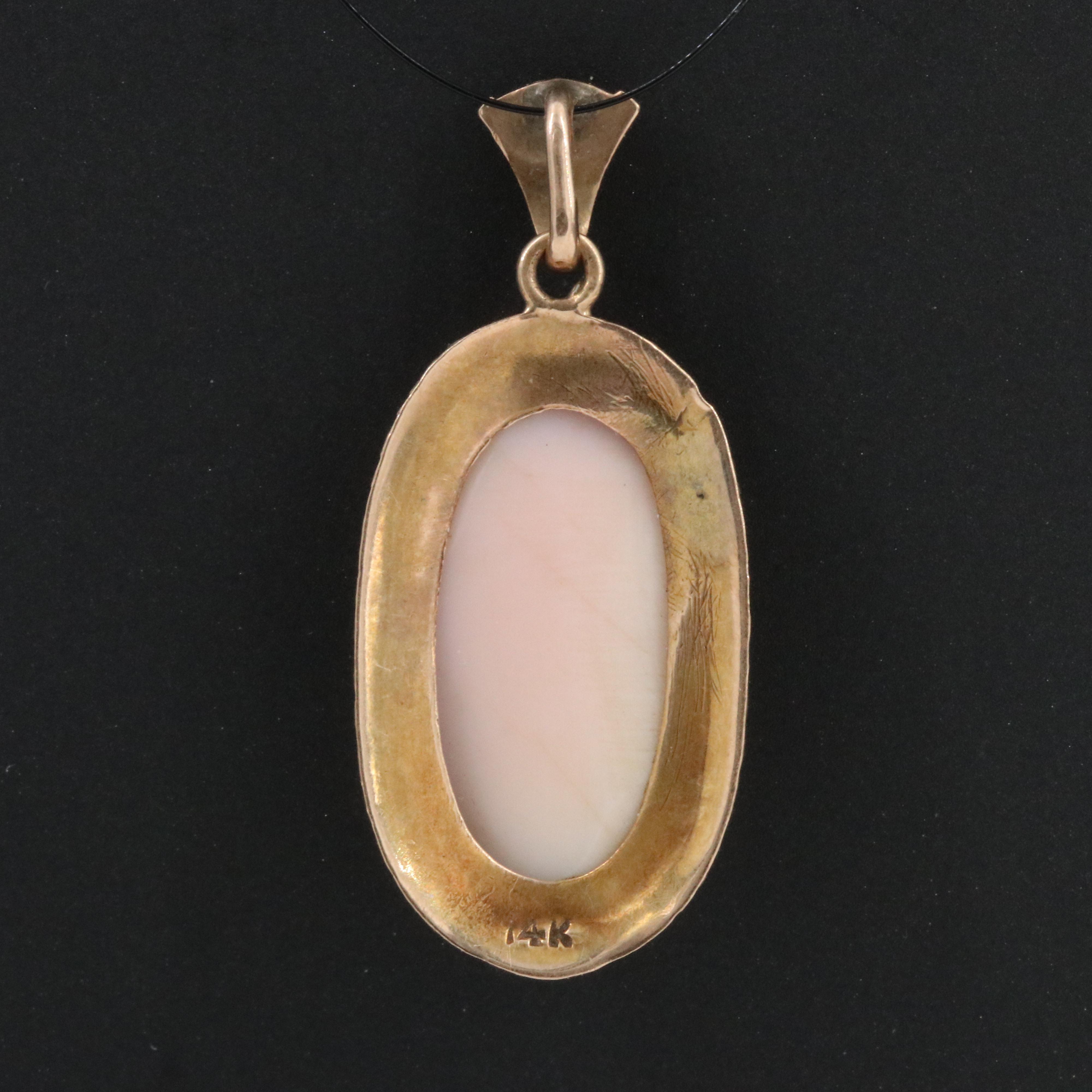 Antique 10K Shell Goddess Artemis Cameo Pendant