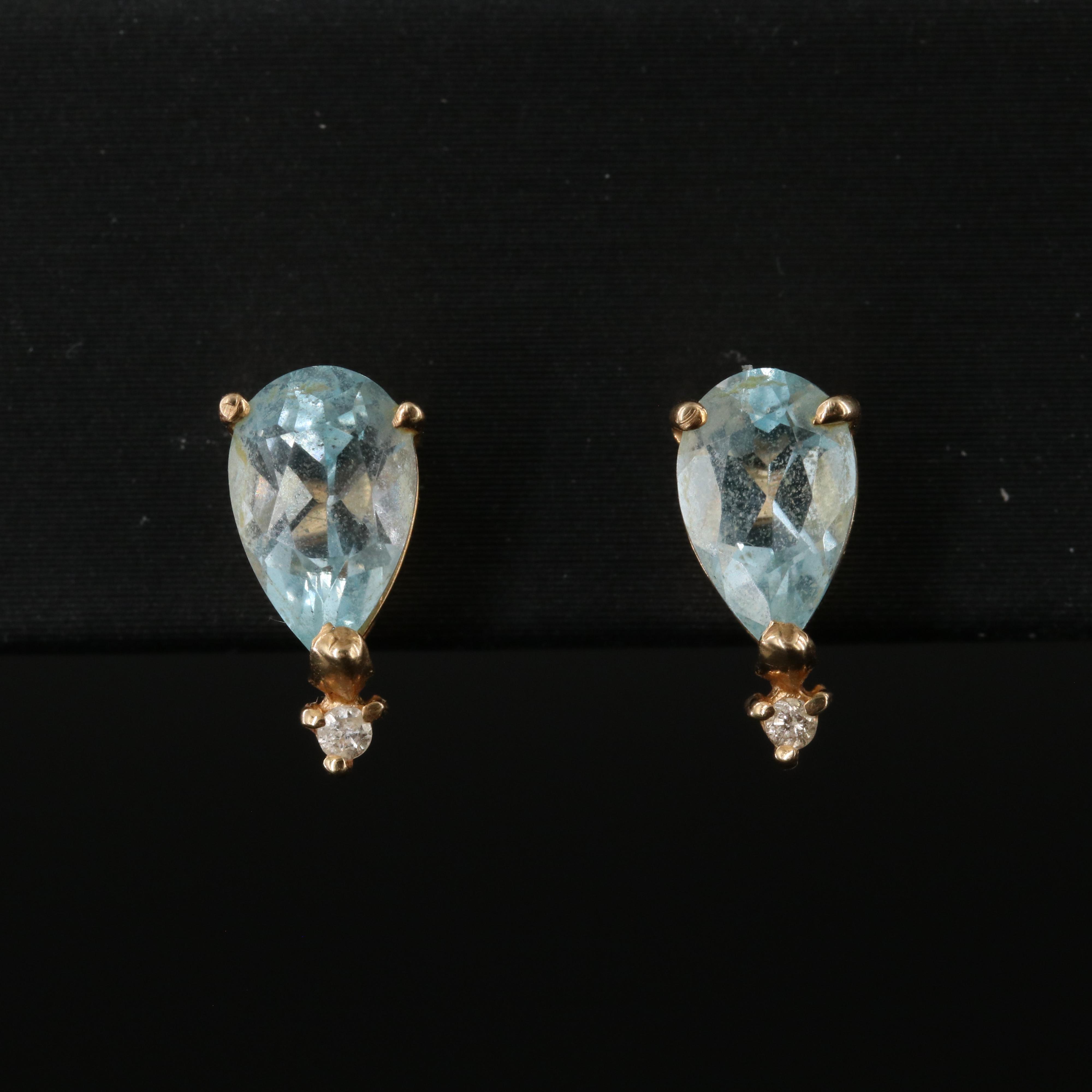 14K Topaz and Diamond Earrings