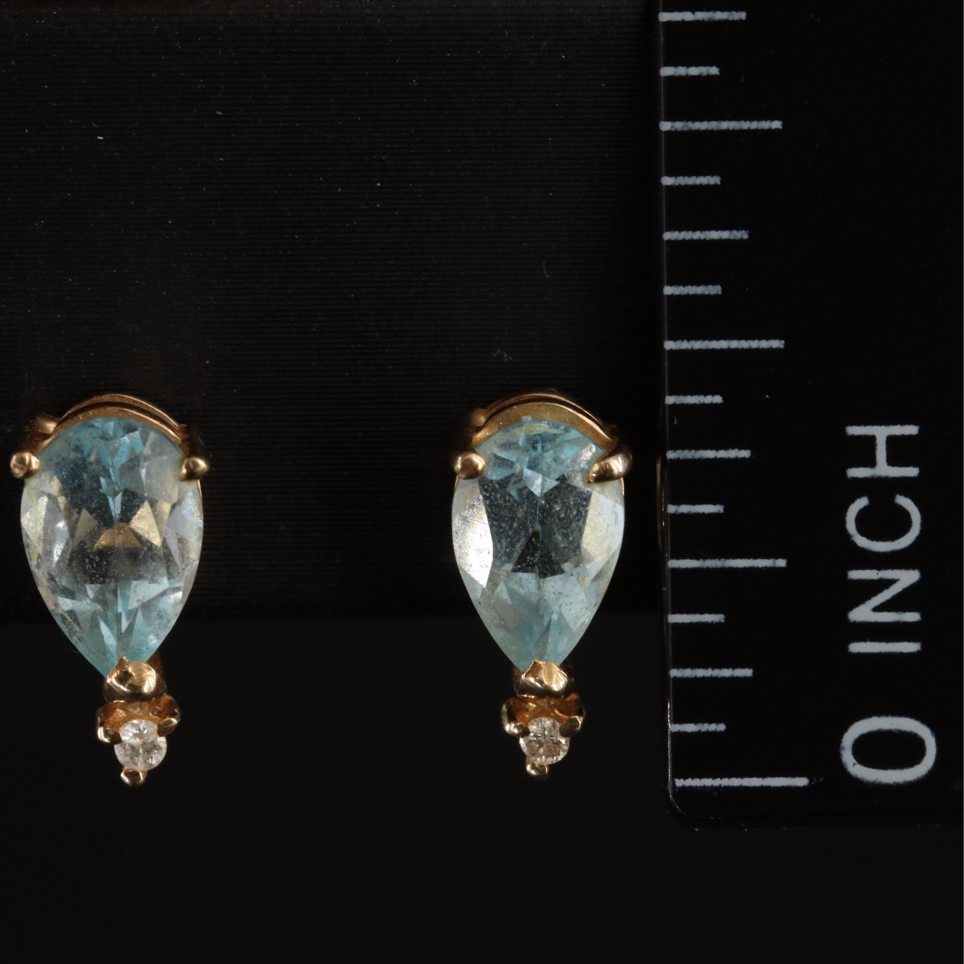 14K Topaz and Diamond Earrings