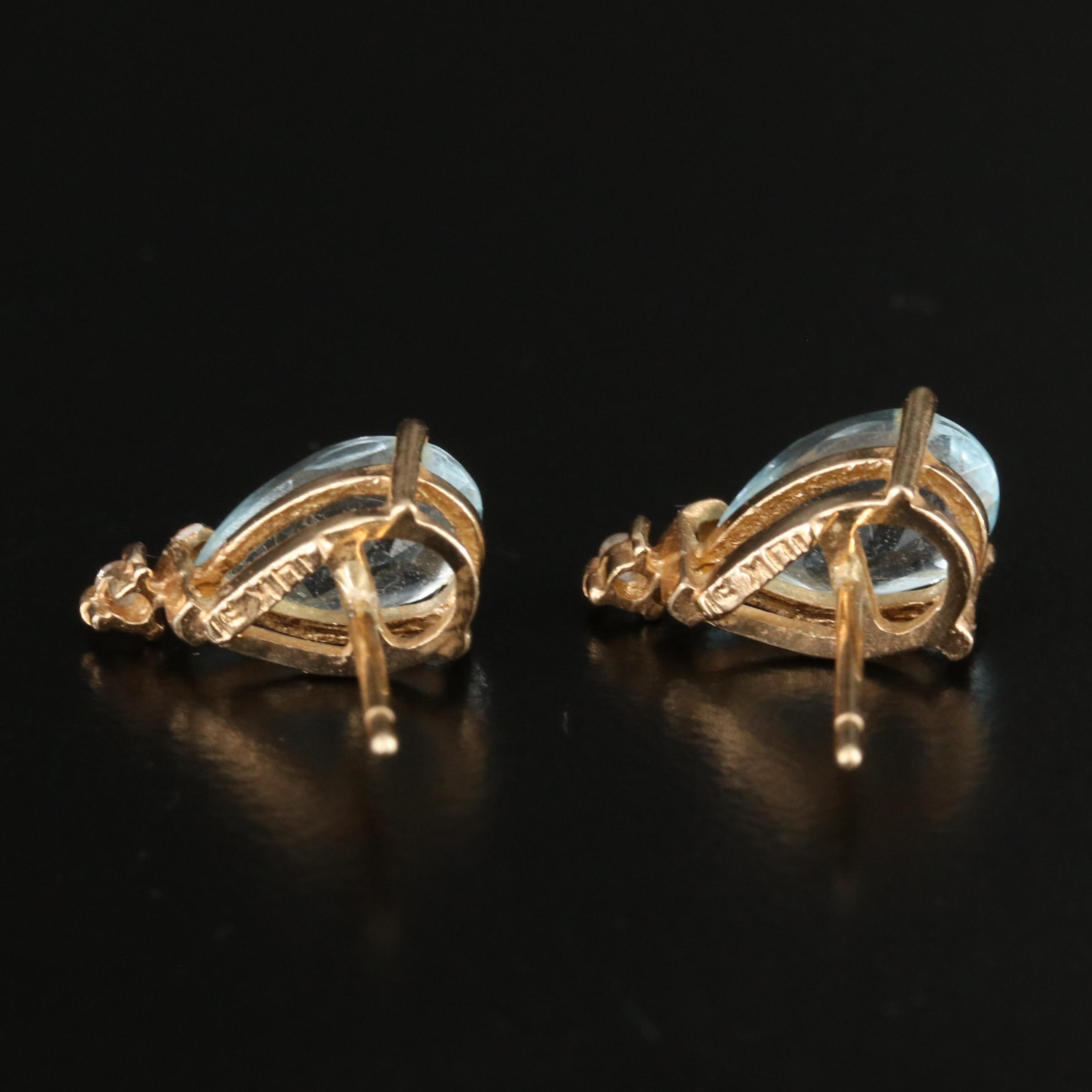 14K Topaz and Diamond Earrings