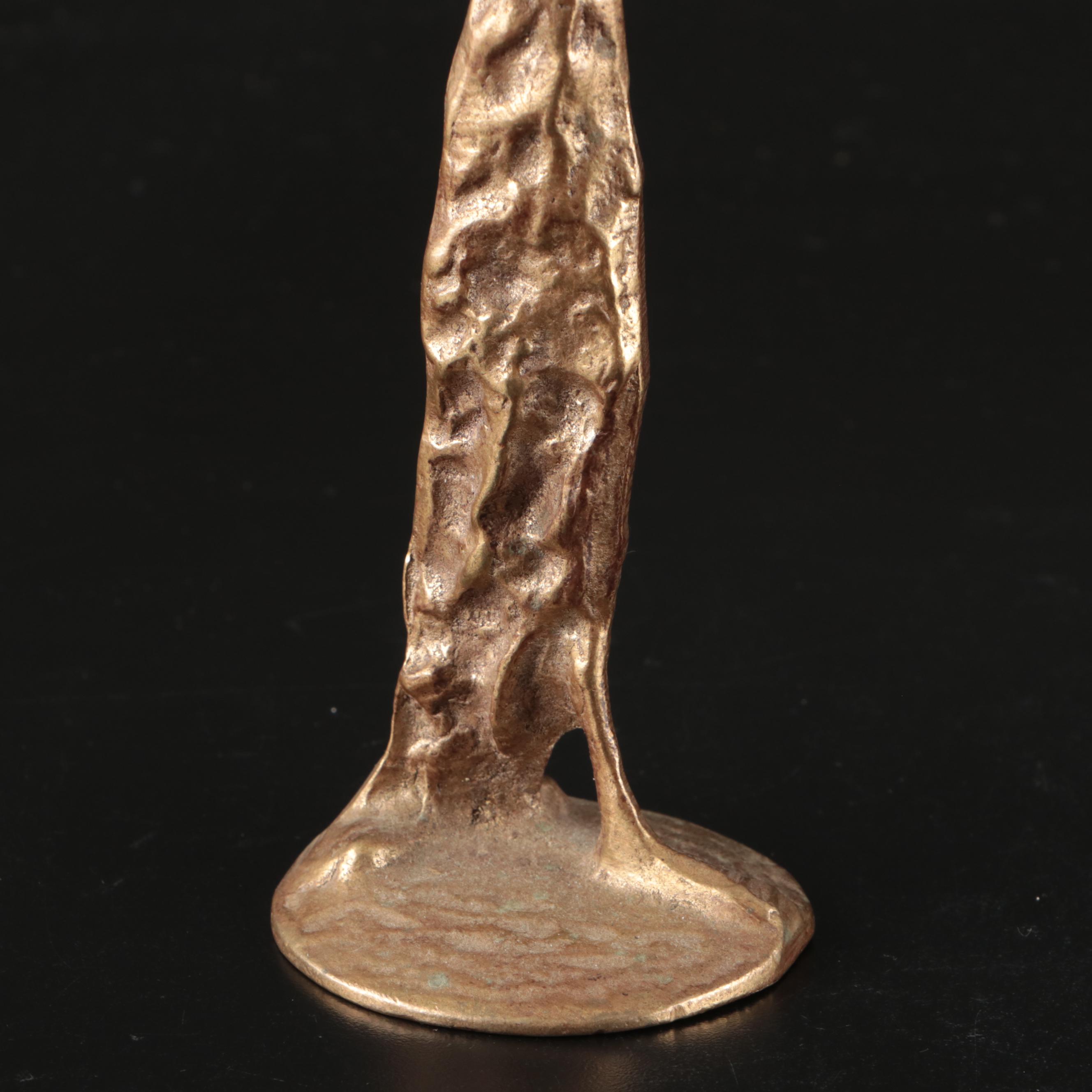 Brutalist Style Woman Playing Violin Metal Figurine