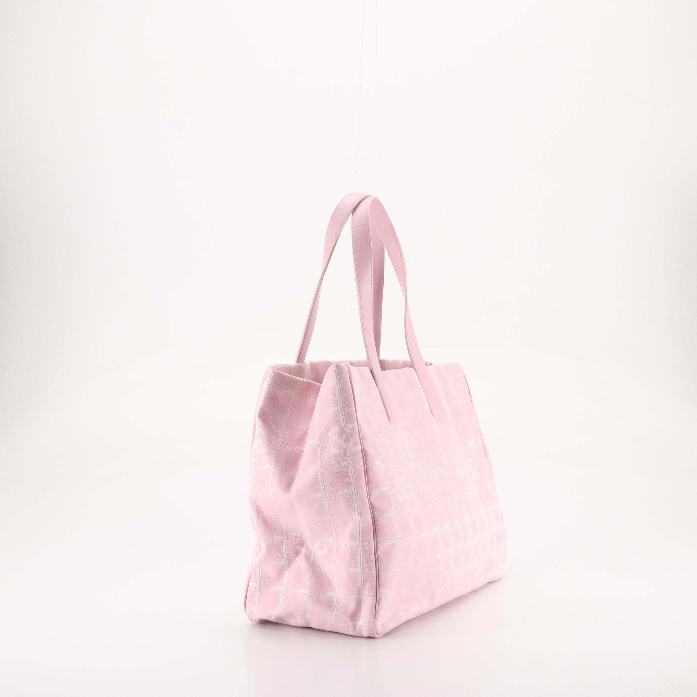Chanel Travel Ligne Tote in Pink Nylon Jacquard CC Canvas and Leather