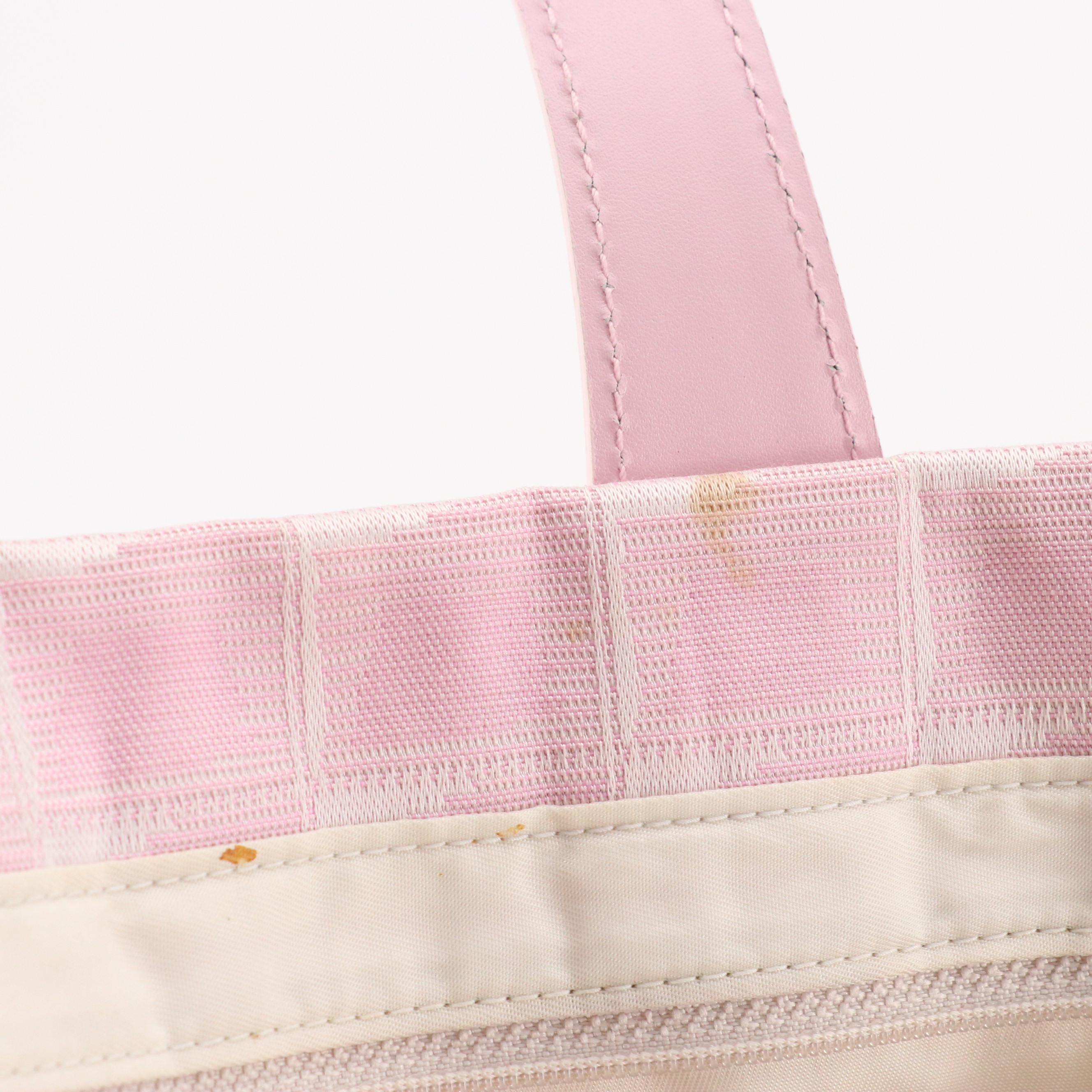 Chanel Travel Ligne Tote in Pink Nylon Jacquard CC Canvas and Leather