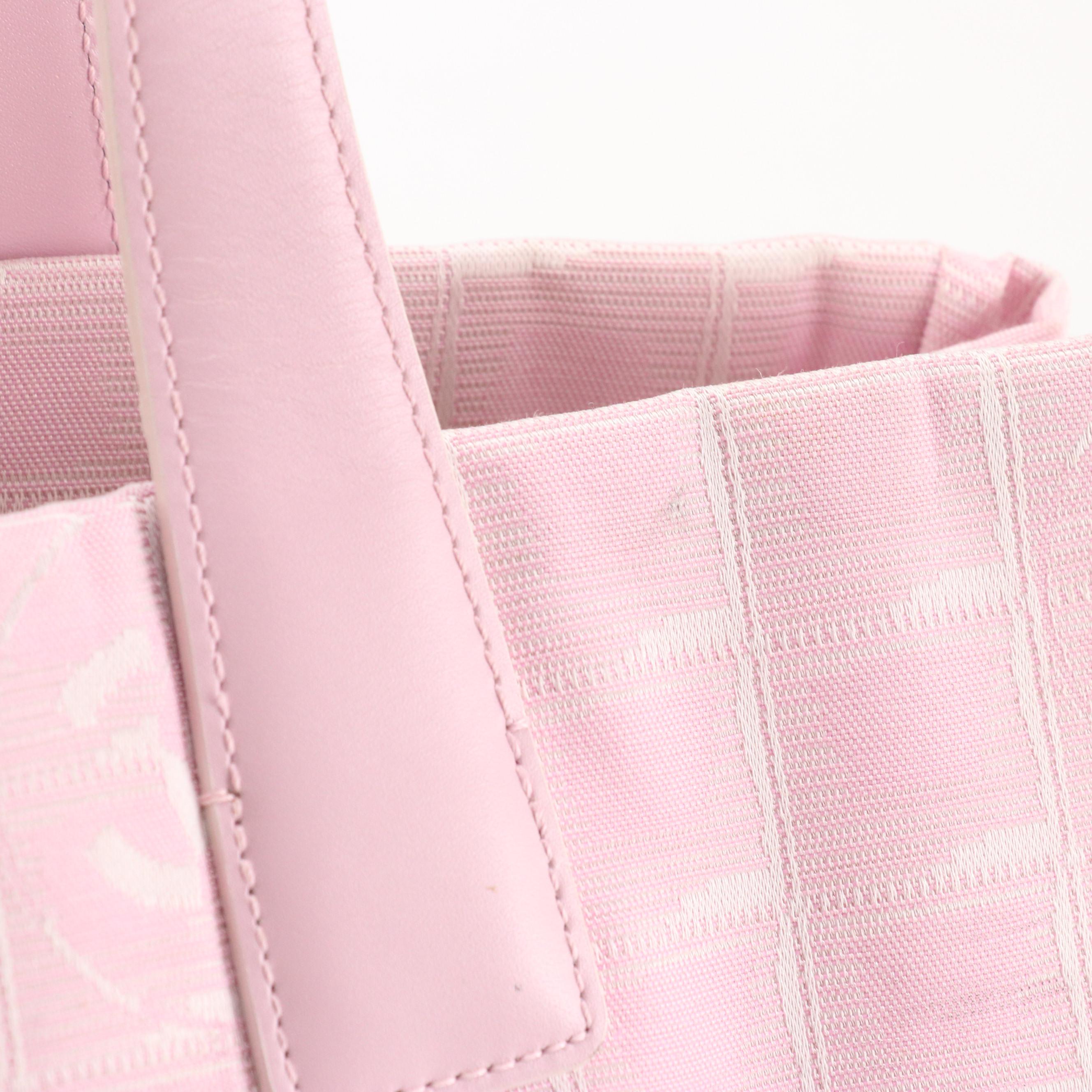 Chanel Travel Ligne Tote in Pink Nylon Jacquard CC Canvas and Leather