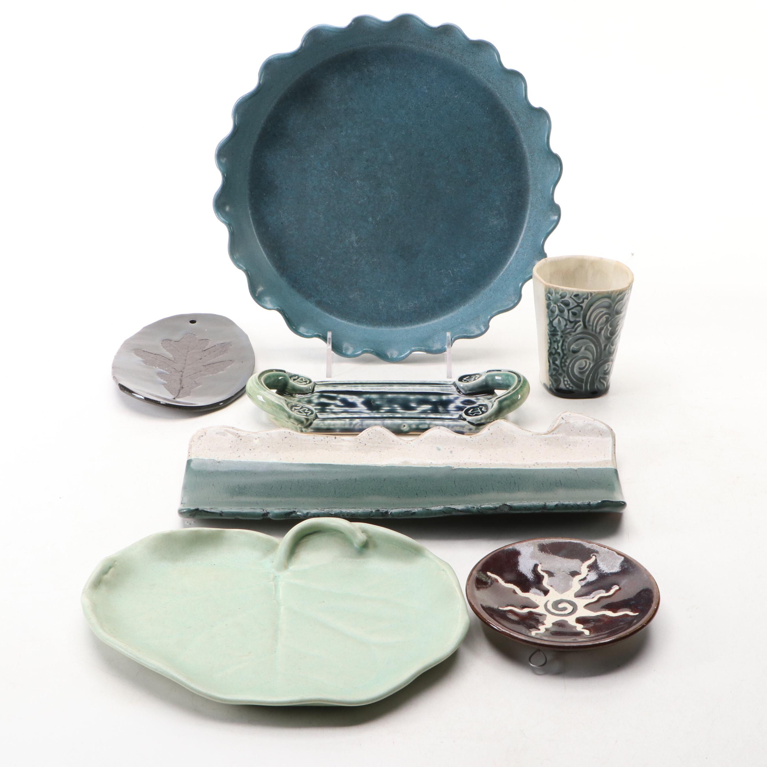 Handmade Art Pottery Trays and Other Tableware