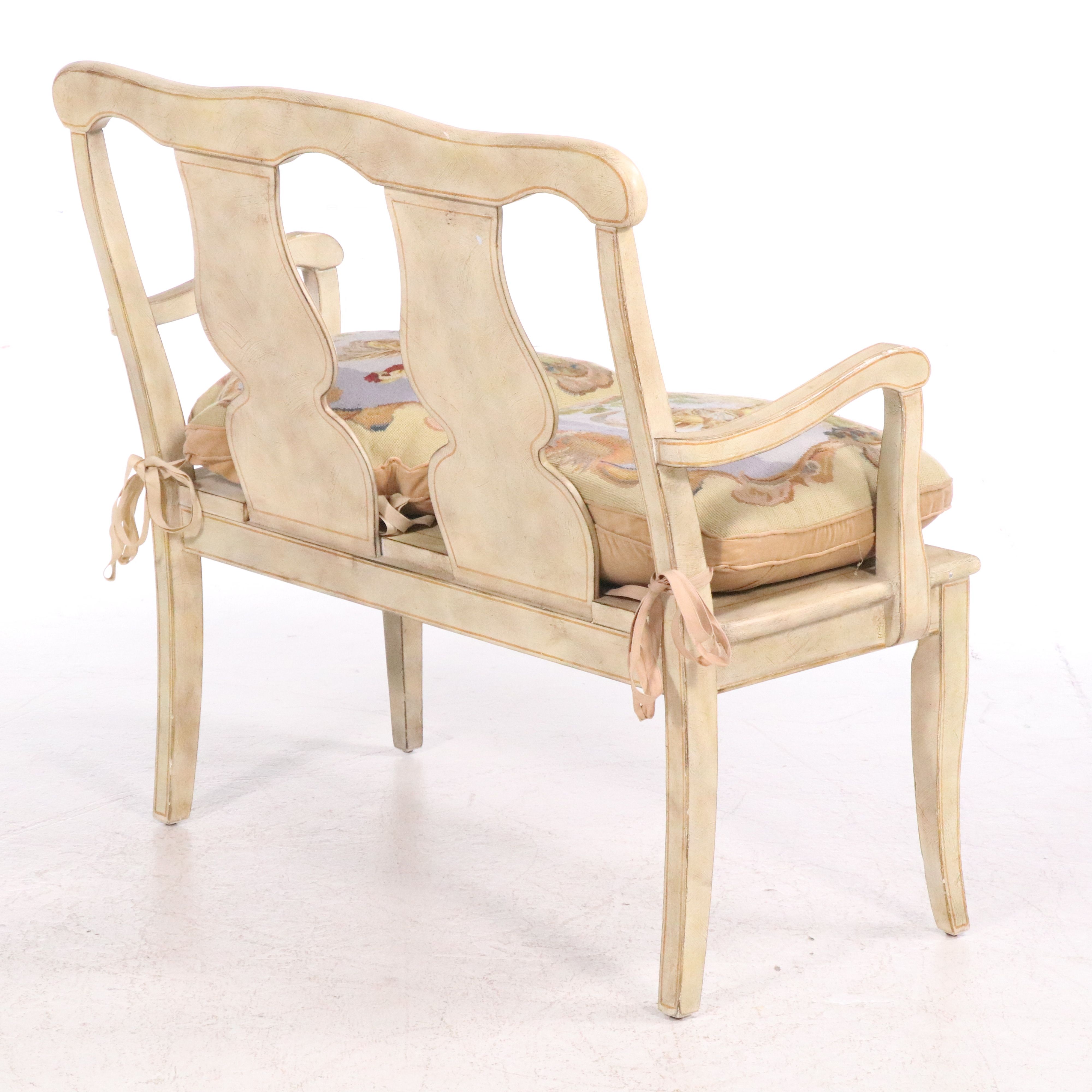 Drexel-Heritage Hand-Painted Wood Bench