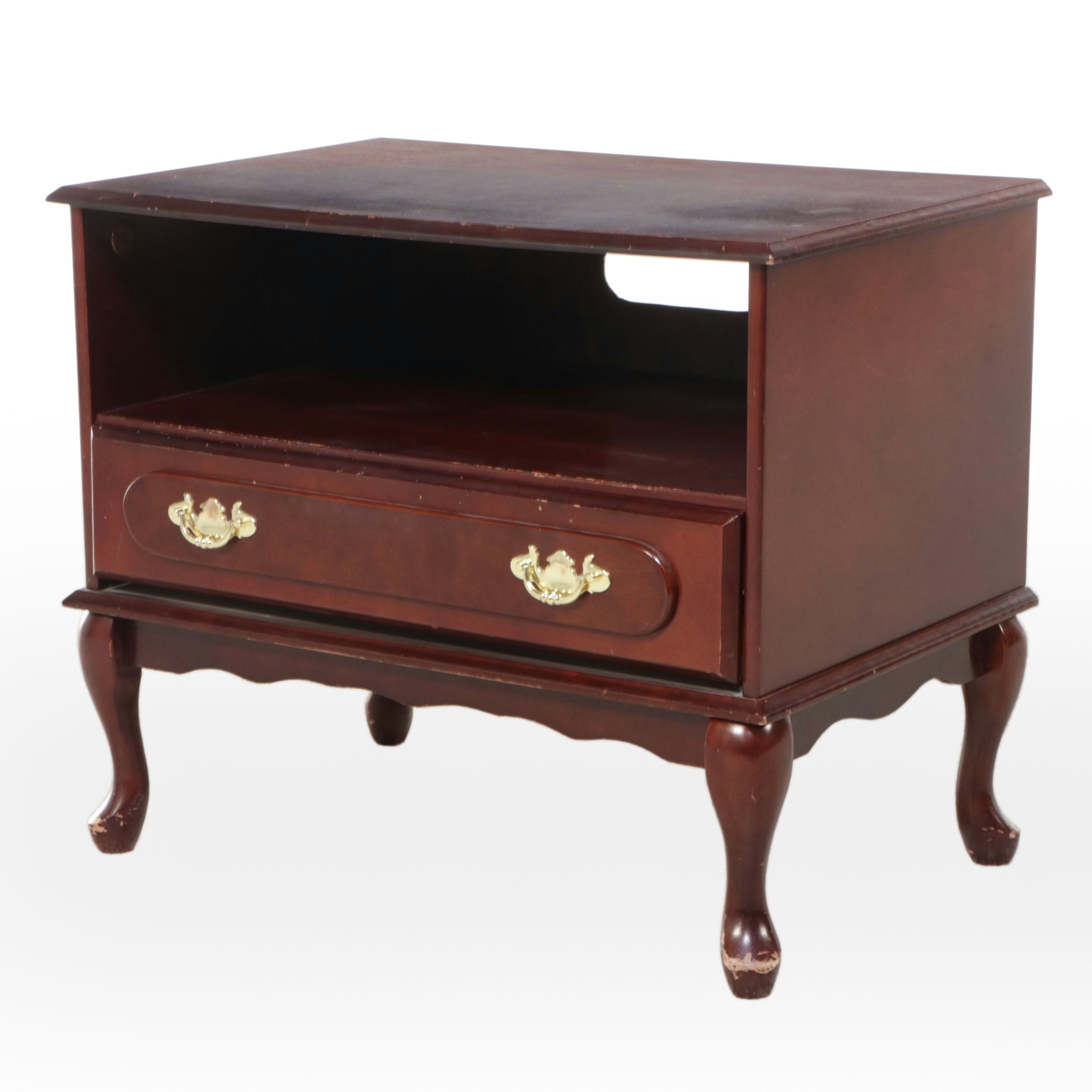 Queen Anne Style Mahogany Finish Nightstand