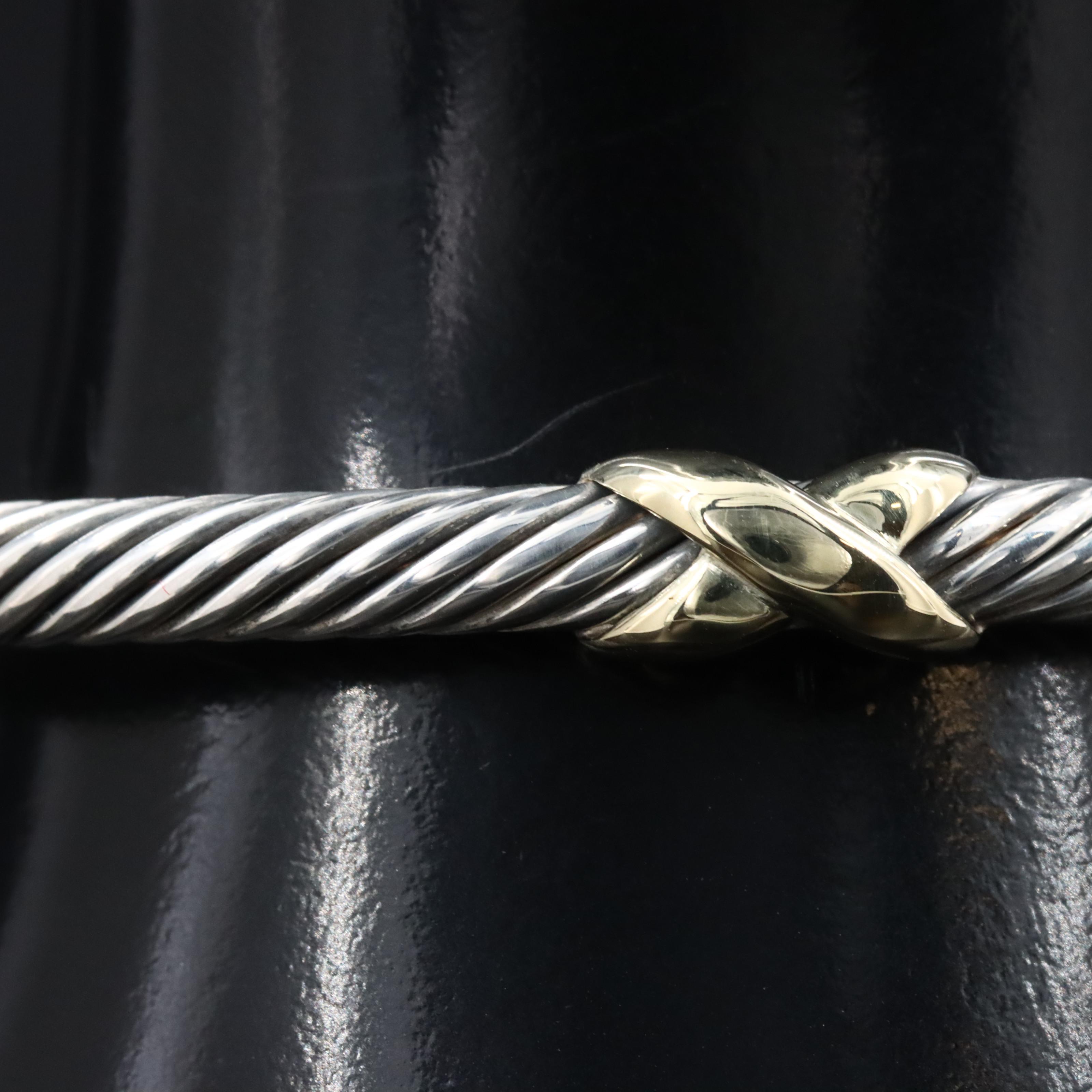 David Yurman Sterling and 14K X Classic Cable Station Bracelet