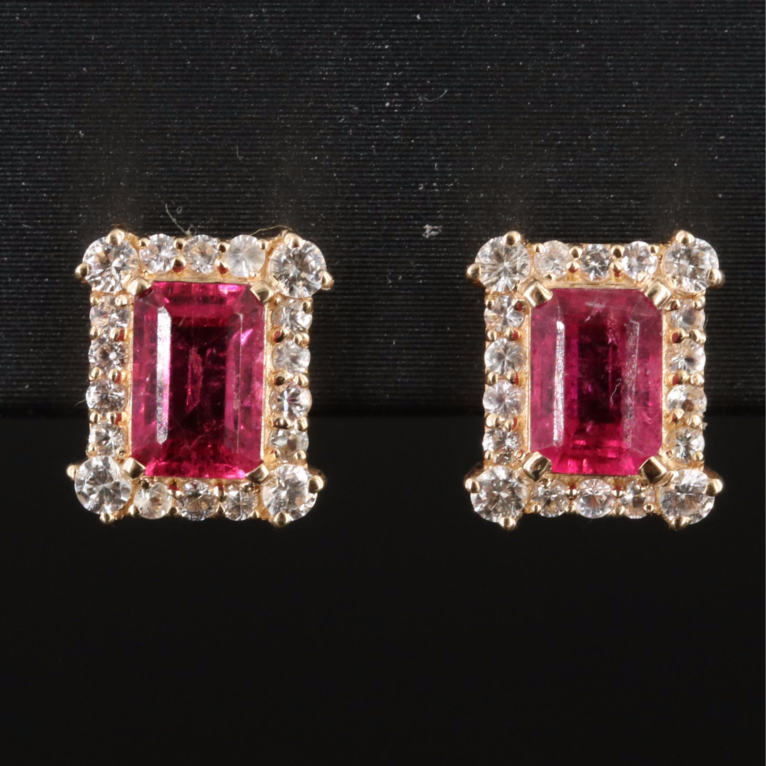 14K Tourmaline and White Sapphire Earrings