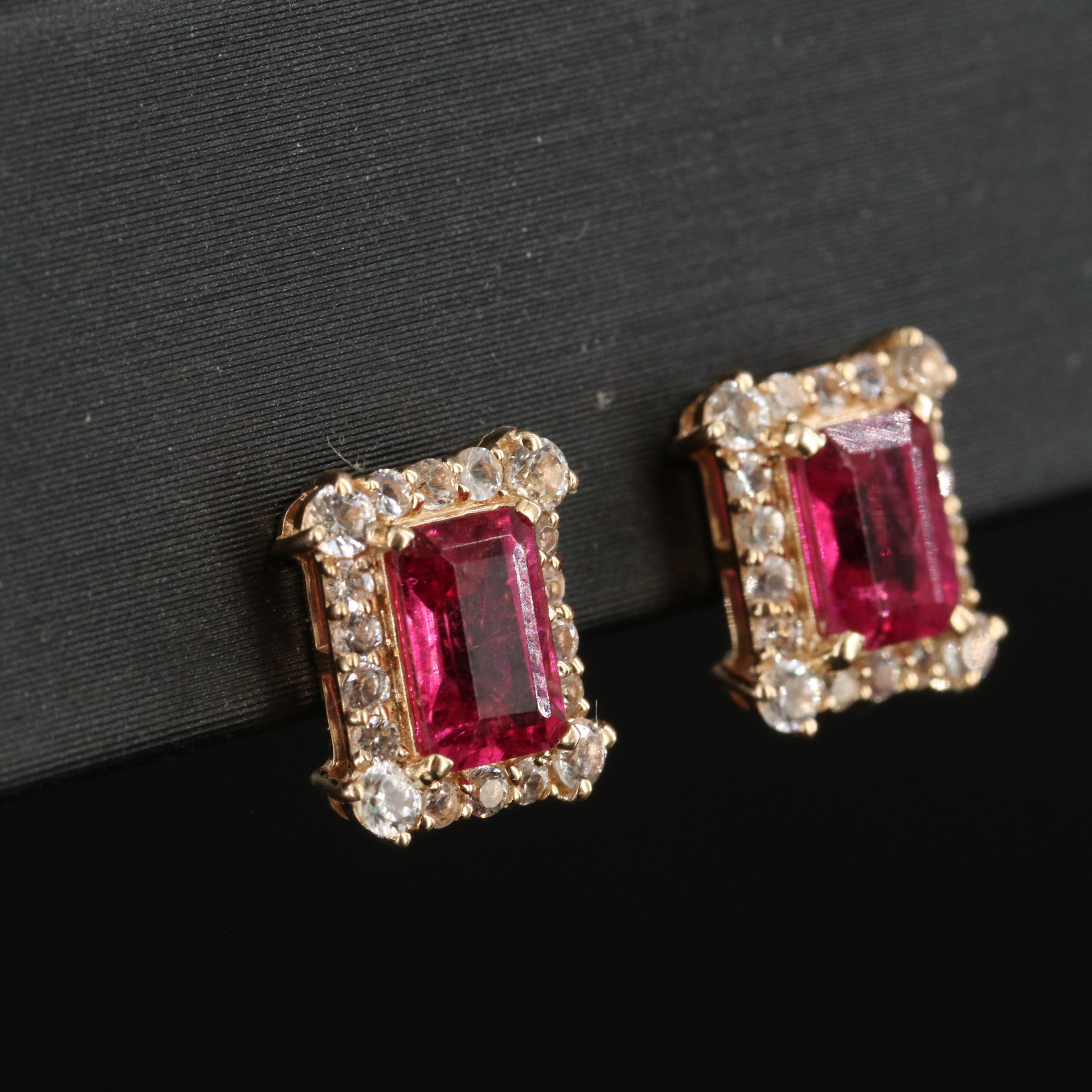 14K Tourmaline and White Sapphire Earrings