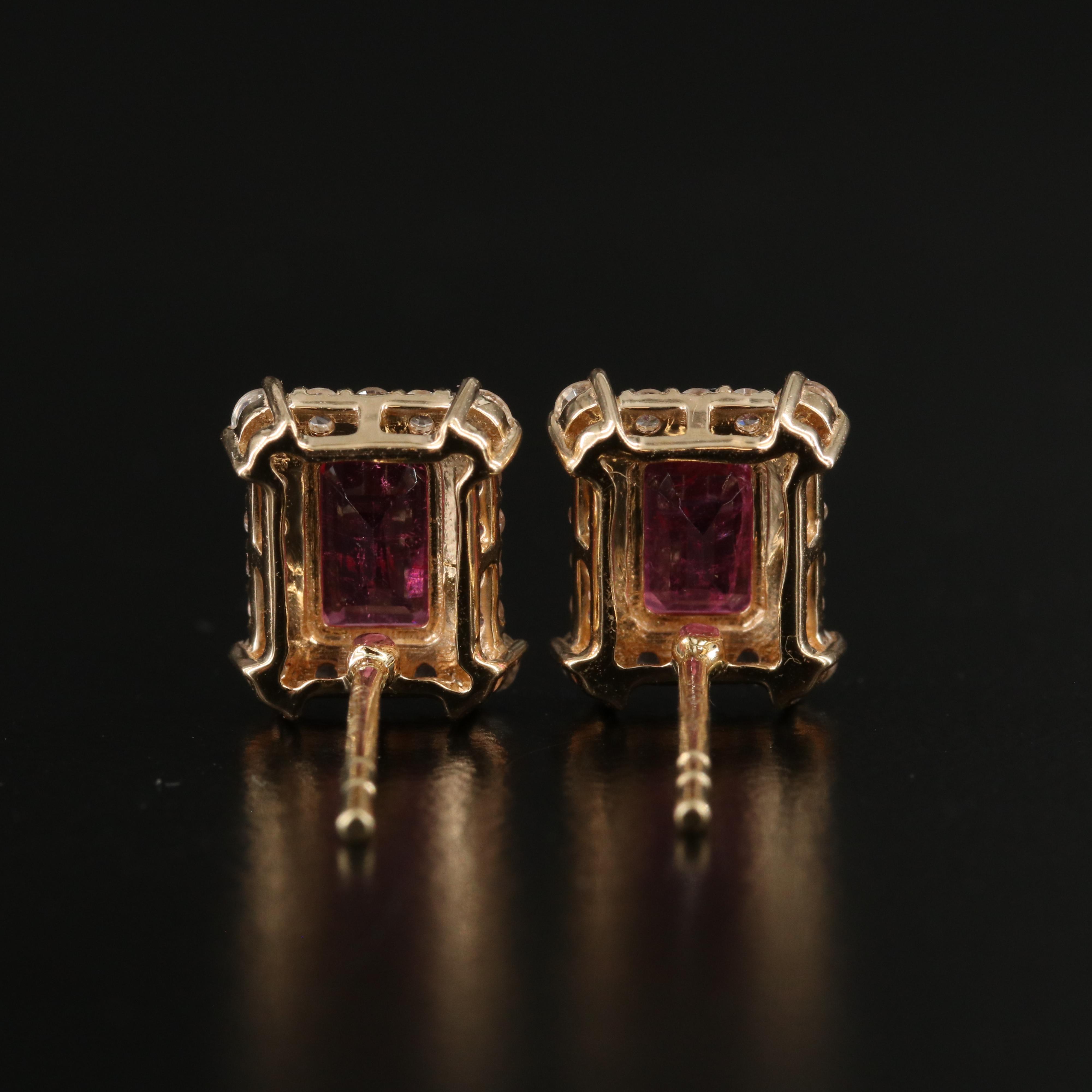 14K Tourmaline and White Sapphire Earrings