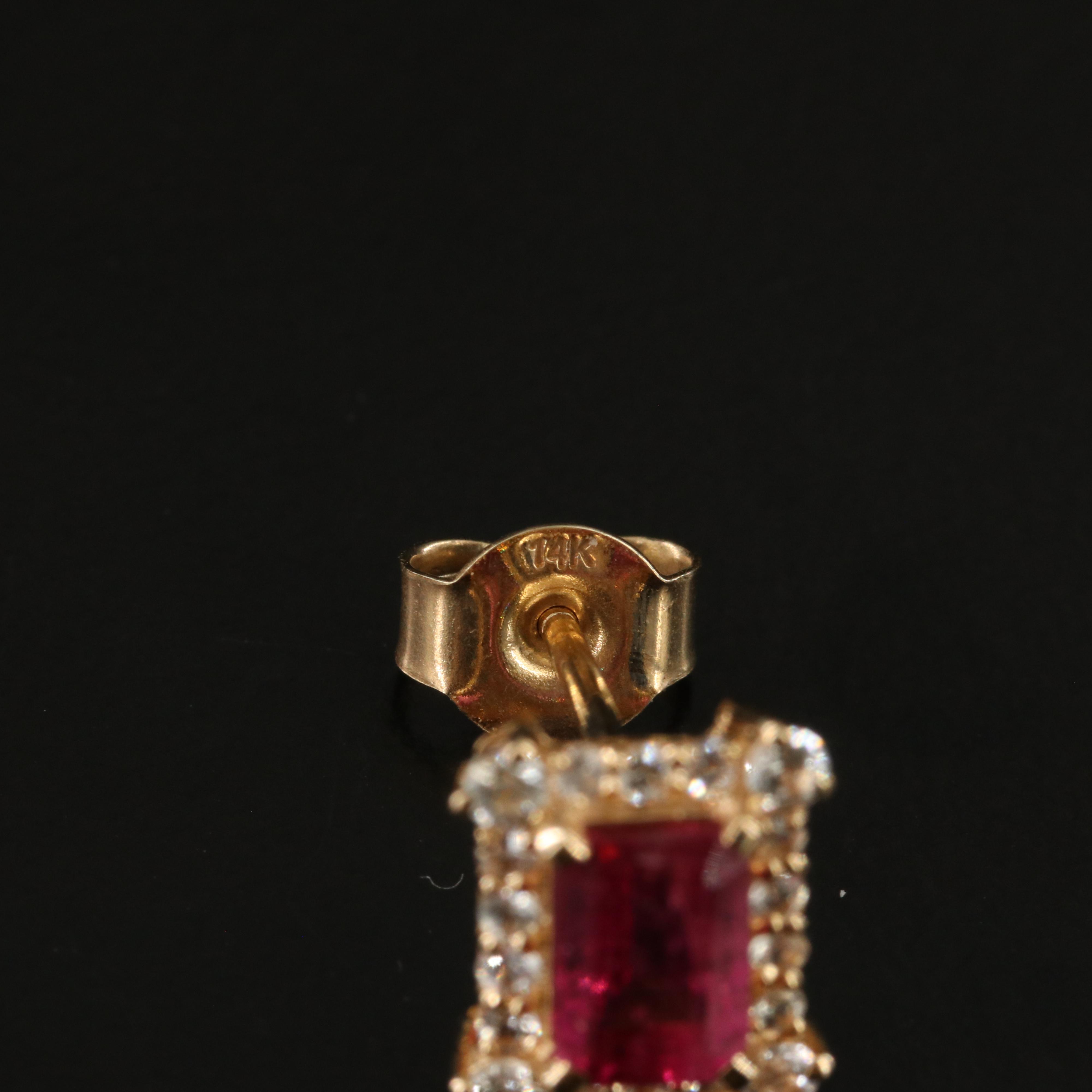 14K Tourmaline and White Sapphire Earrings