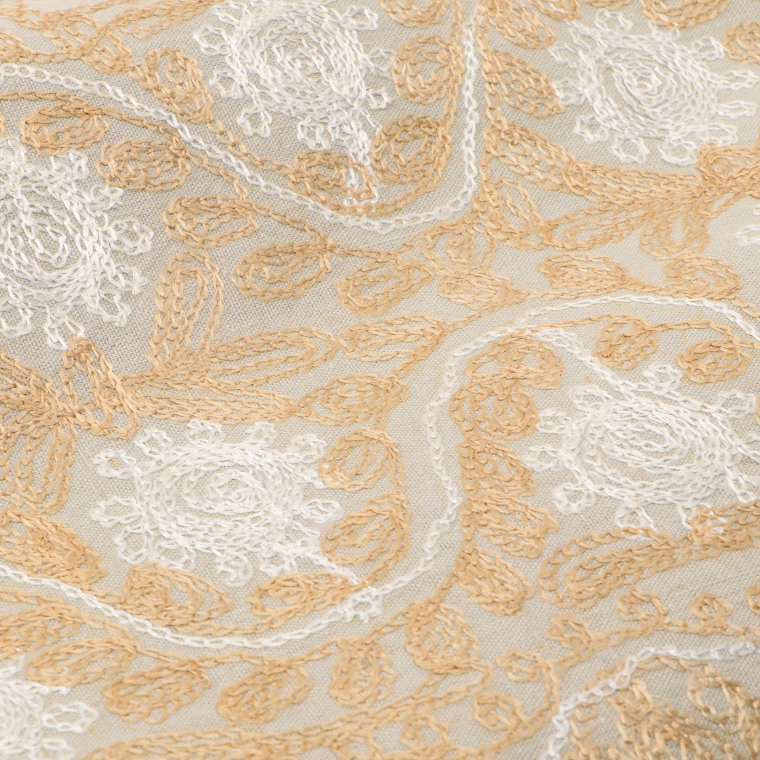 Gold and White Thread Cotton Tablecloth
