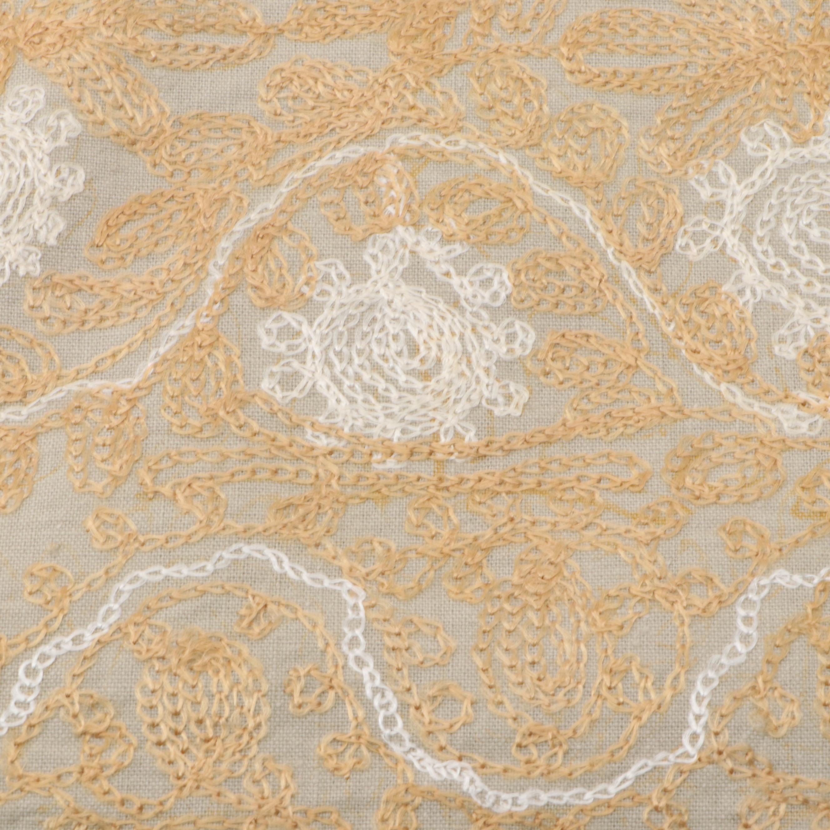 Gold and White Thread Cotton Tablecloth