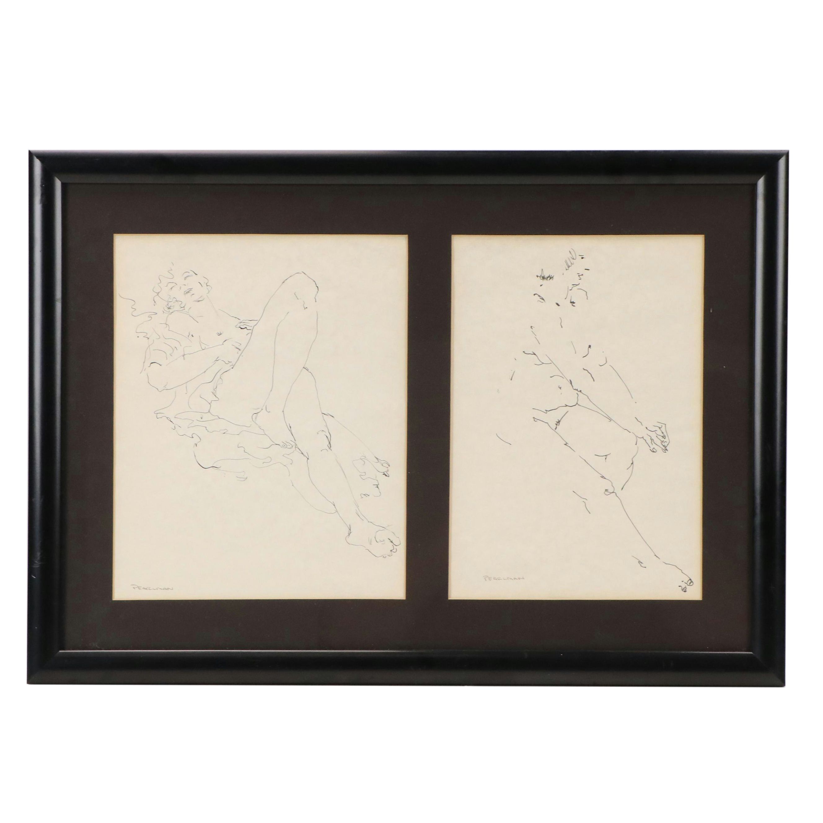 Ruthe Pearlman Ink Figure Studies, Mid–Late 20th Century