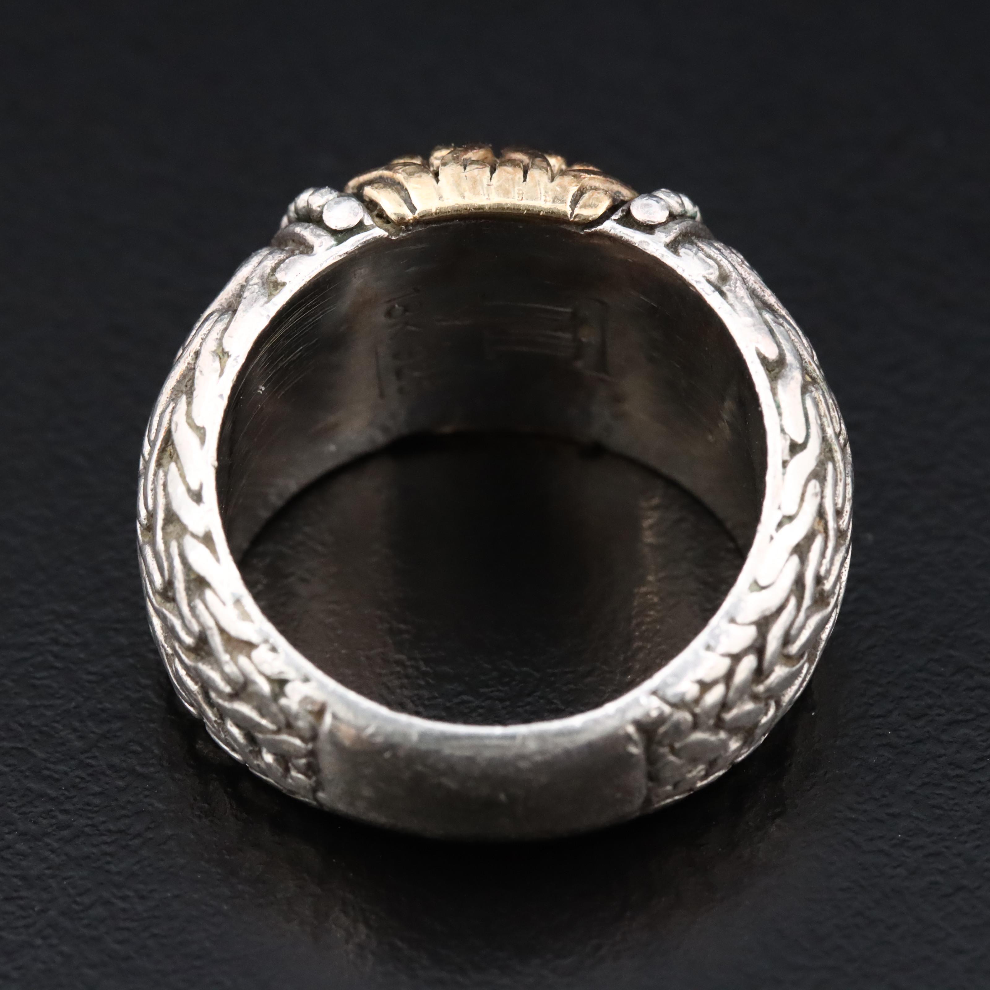 John Hardy Sterling and 18K Classic Chain Dome Ring