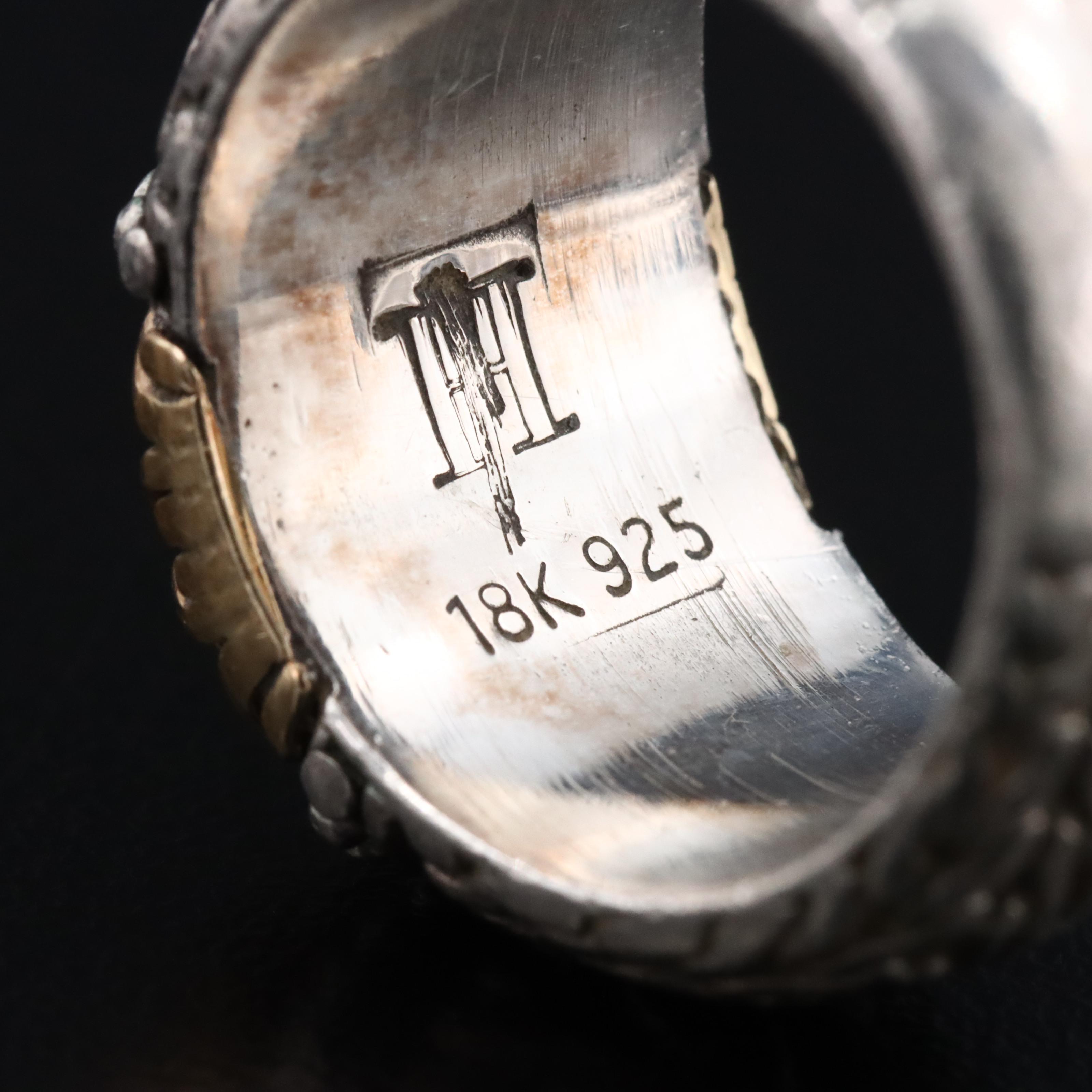 John Hardy Sterling and 18K Classic Chain Dome Ring