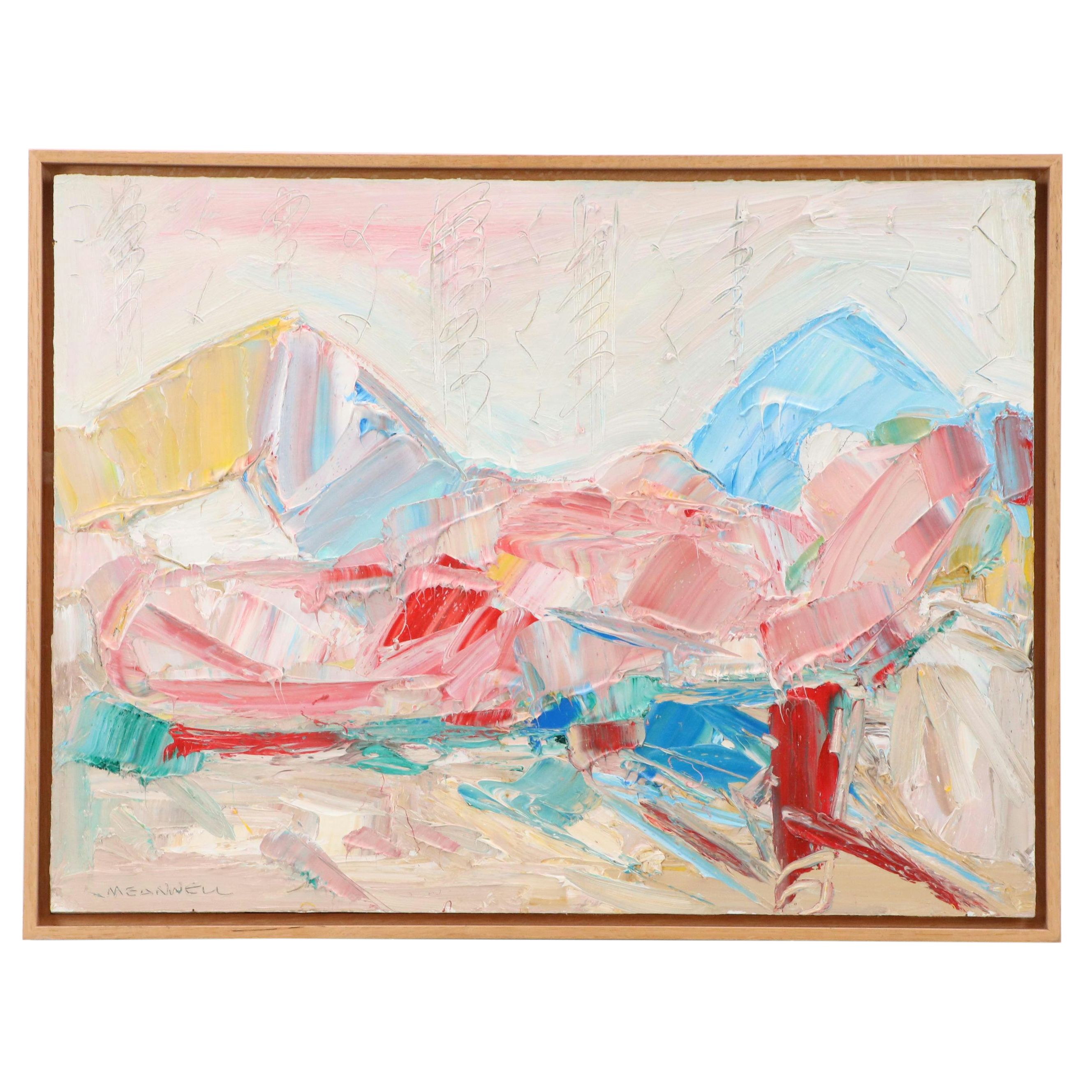 Jack Meanwell Gestural Oil Painting with Female Nude, 1987